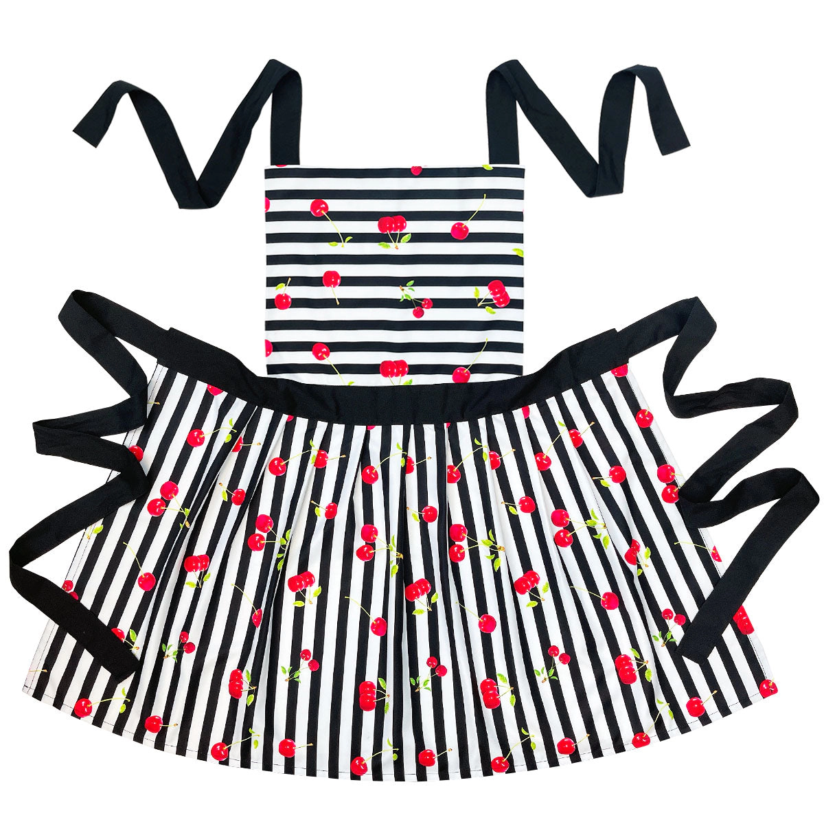 Wrapables Women's Cherries and Stripes Flirty Apron, Mother's Day Gift