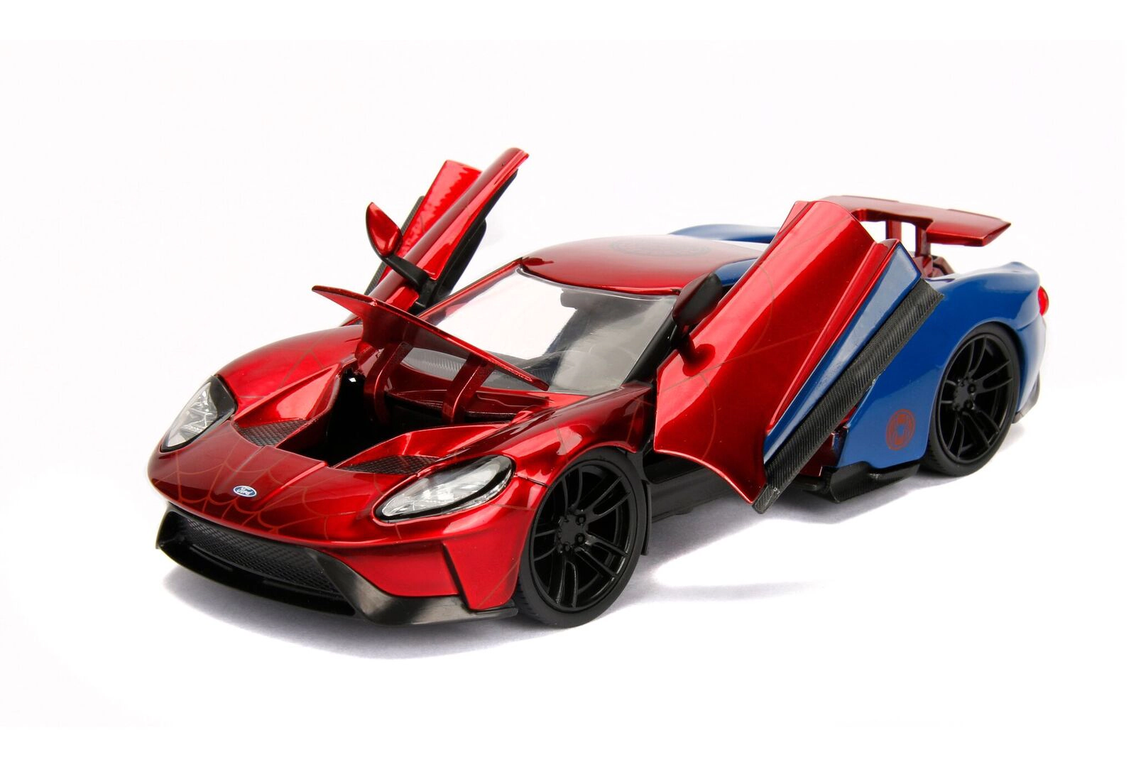 Jada 2017 Ford GT with Spider Man Diecast Figurine "Marvel" Series 1/24 Diecast Model Car by Jada