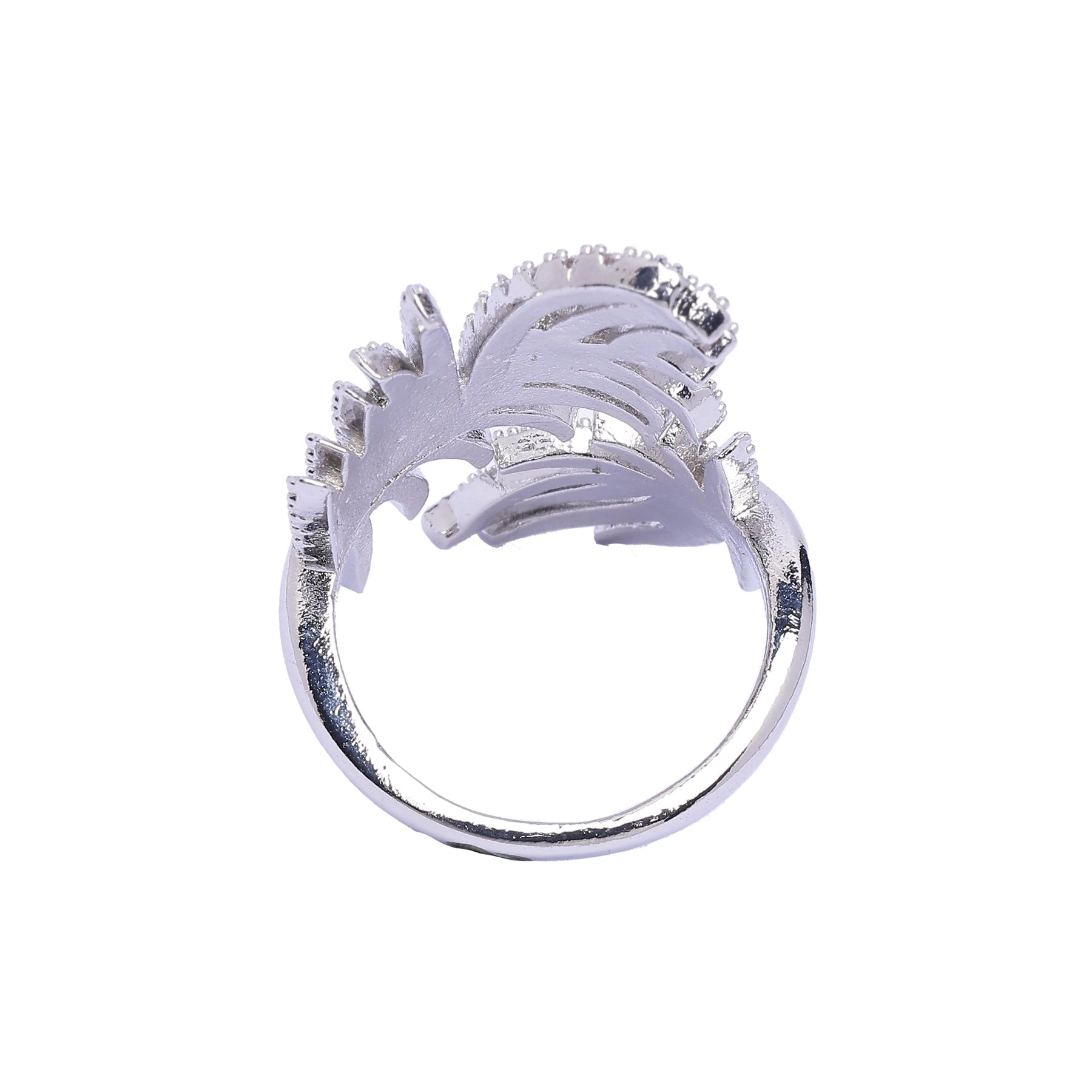 AGP Paris Women's Silver-Tone Feather Adjustable Ring