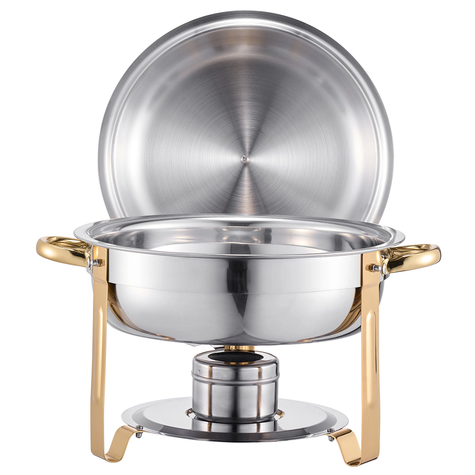 HONGGE Chafing Dish Buffet Set Stainless Steel Chafer with Full Pans Round Catering Warmer Server Lid Water