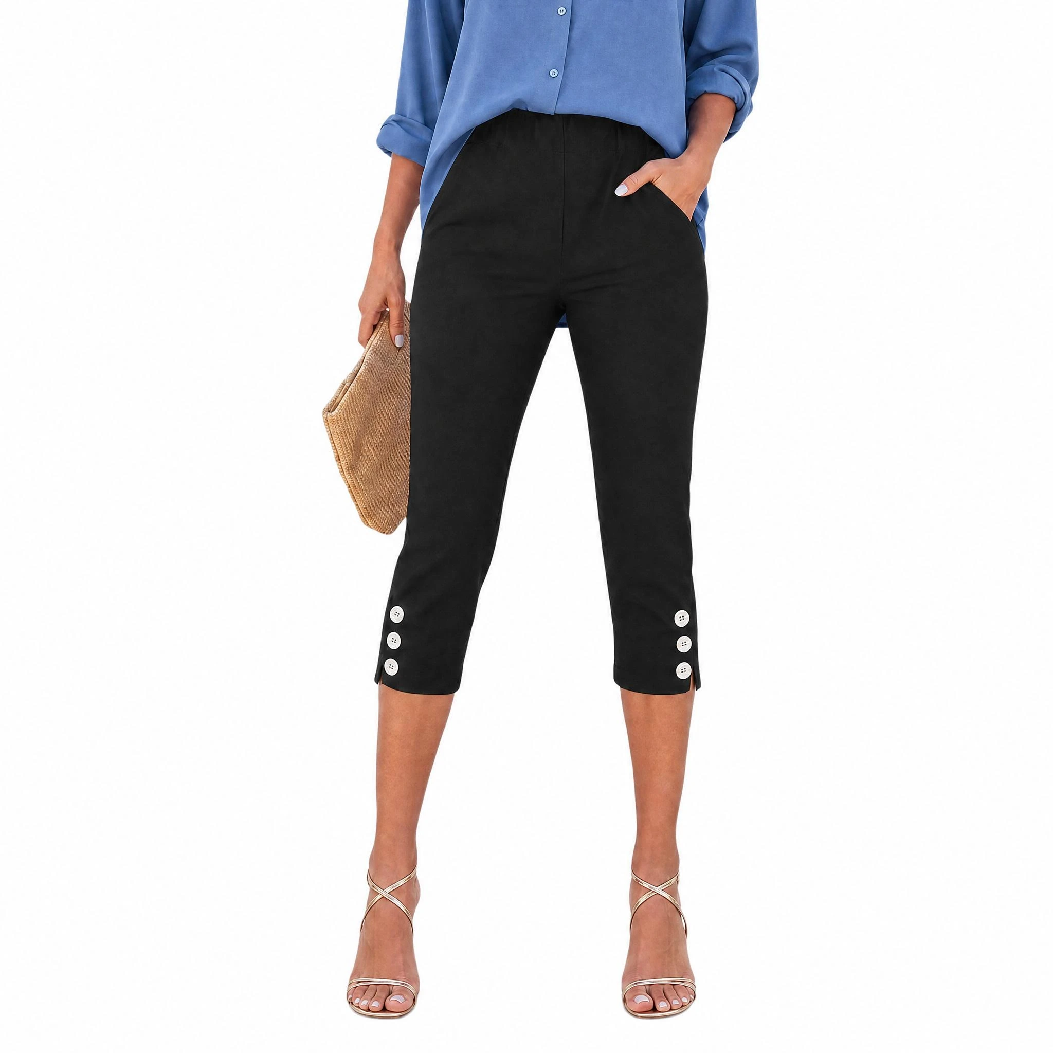 YesFashion Pull On Capris for Women High Waisted Skinny Pants Trendy Stretch Cropped Jeggings