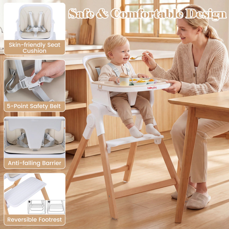 Hivvago 4-in-1 Convertible Baby High Chair with Detachable and Adjustable Tray
