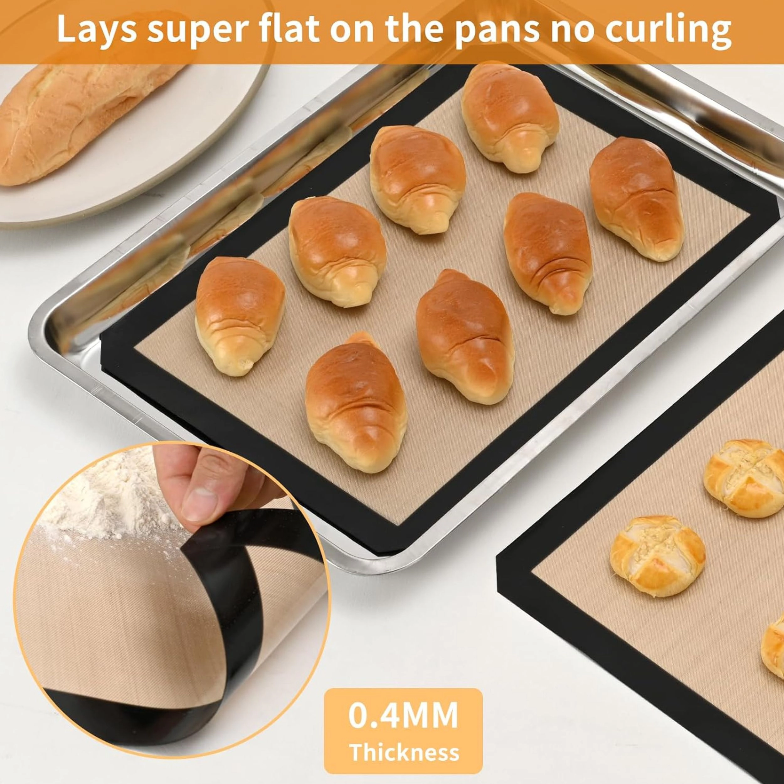 Stock Preferred Pack of 2 Reusable Nonstick Silicone Baking Mats 16.54x11.62 Inch