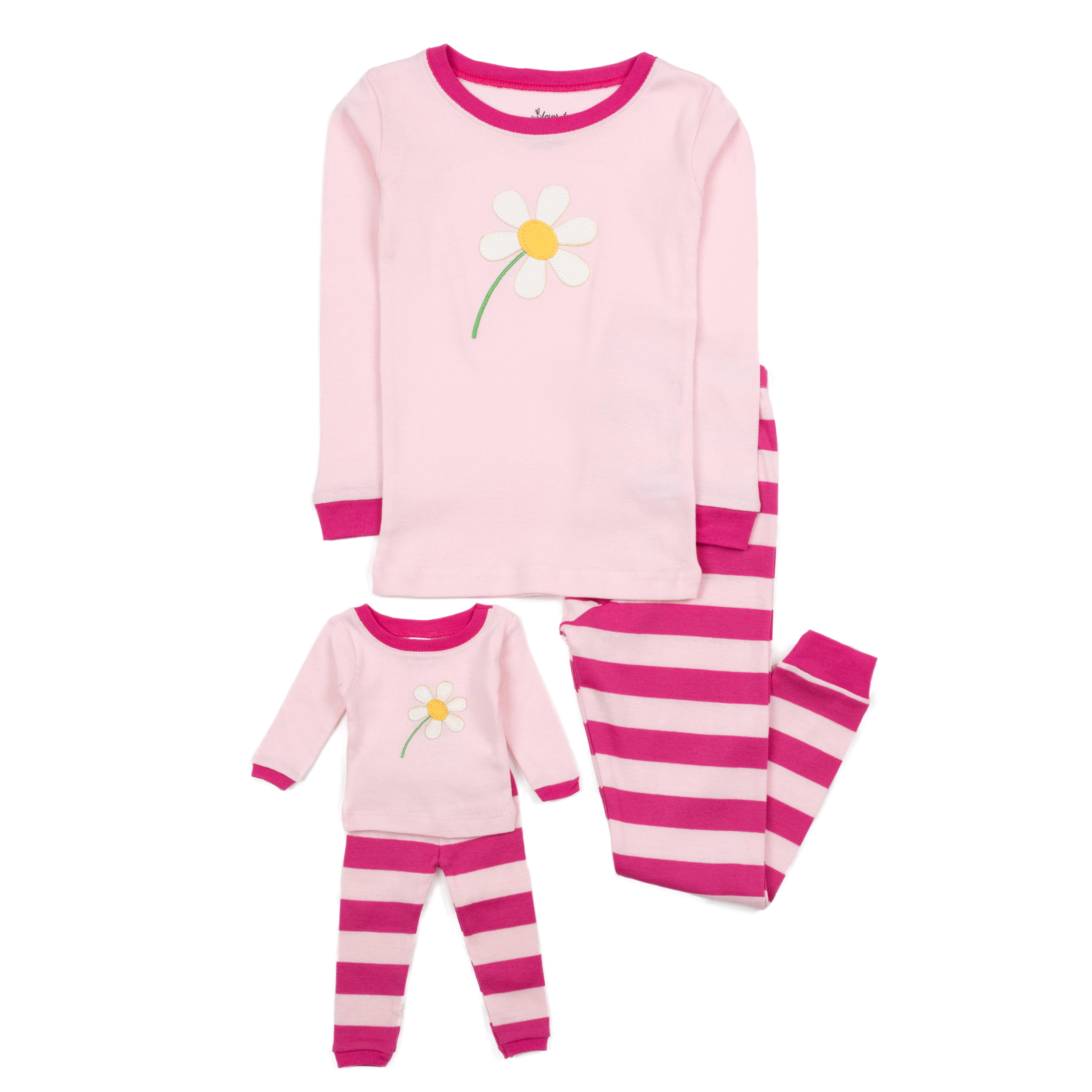 Leveret Girl & Doll Matching Long Sleeve Cotton Red Hearts Valentines Day Pajamas