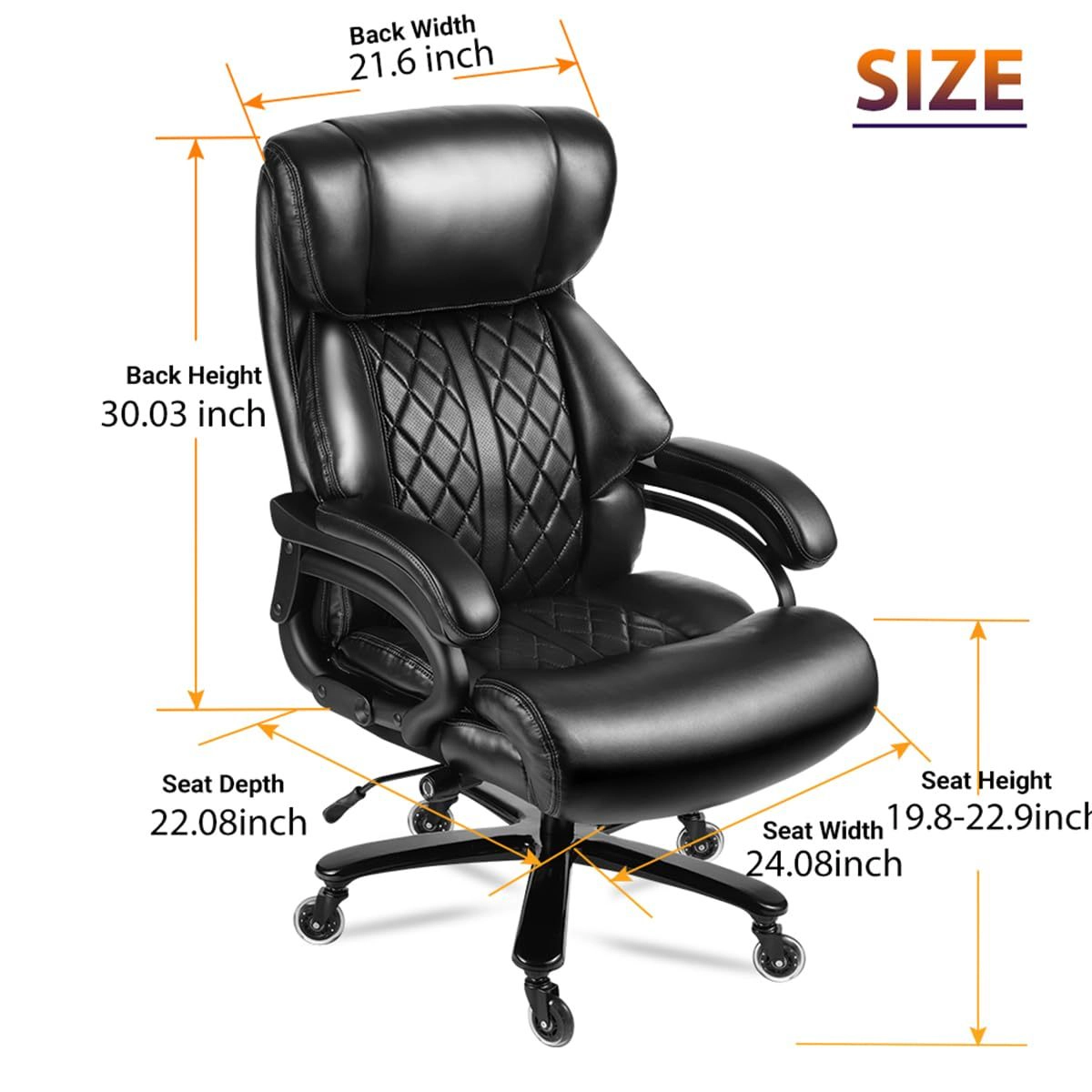 Platinum-Level Office Chairs Big And Tall Office Chair 500lb Capacity With Wide Spring Seat  For Heavy Capacity