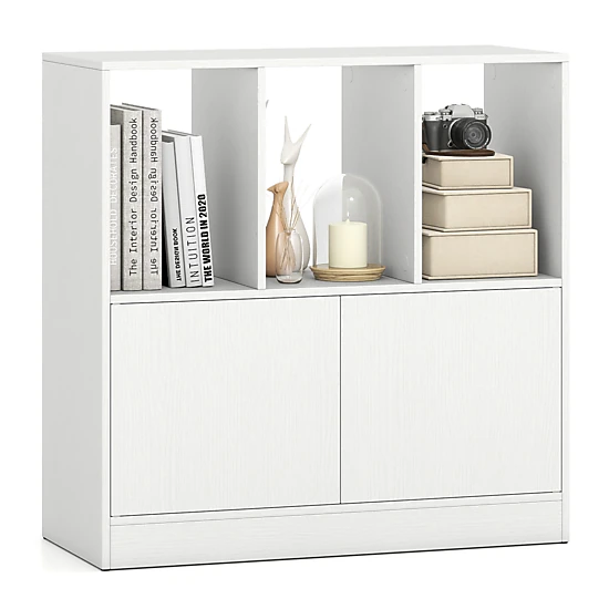 SUGIFT 3-Cube Black Bookcase with Enclosed Cabinet Compartment 27.5-in W 27.5-in H 33-lb Per Cube