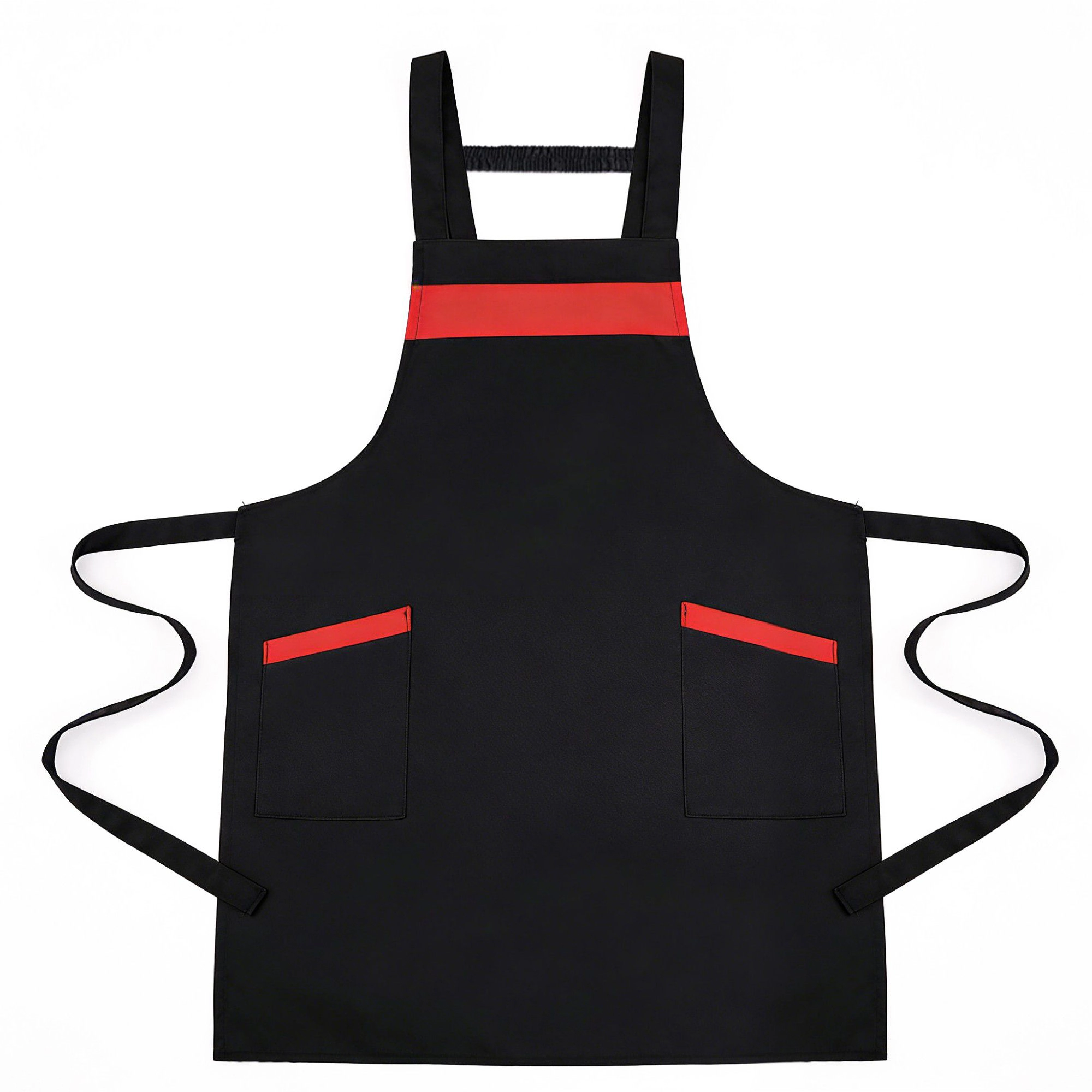 Alilang Women Kitchen Apron Adjustable Strap with Contrast Trim and Dual Pockets for Cooking Work