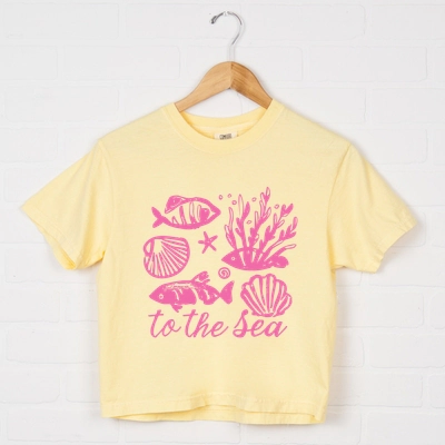 Simply Sage Market - To The Sea Creatures Women's Boxy Crop Top Graphic T-Shirt