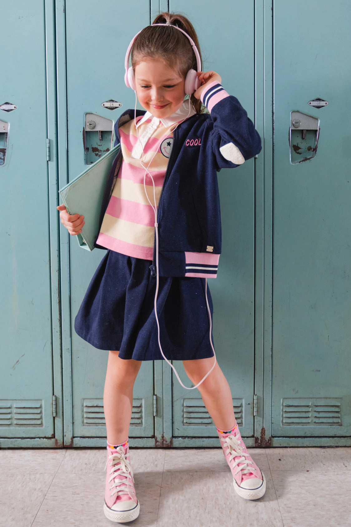 Deux par Girls Pleated French Terry Skirt