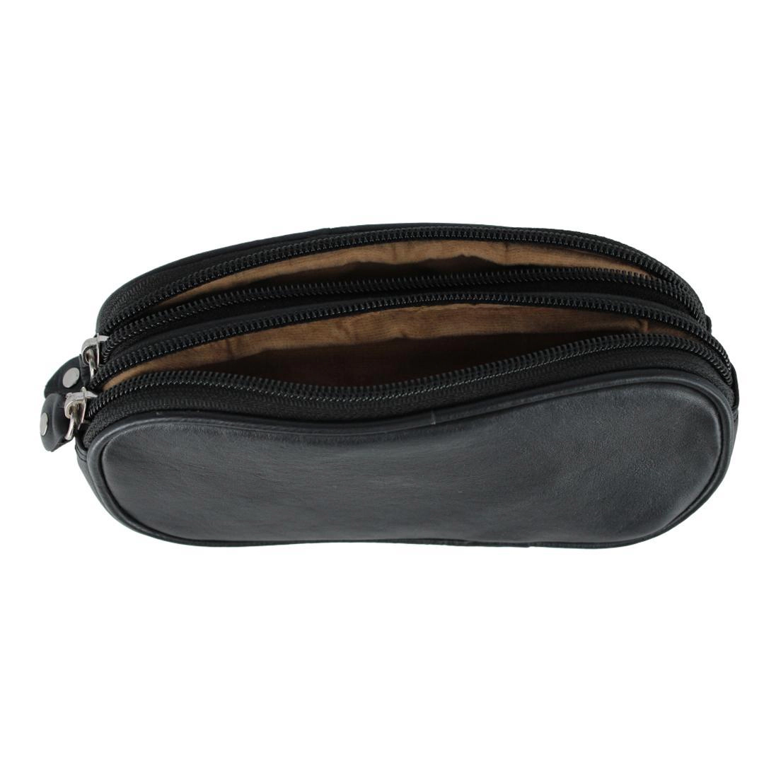 CTM Napa Leather Zip Around Double Eyeglass Case Holder
