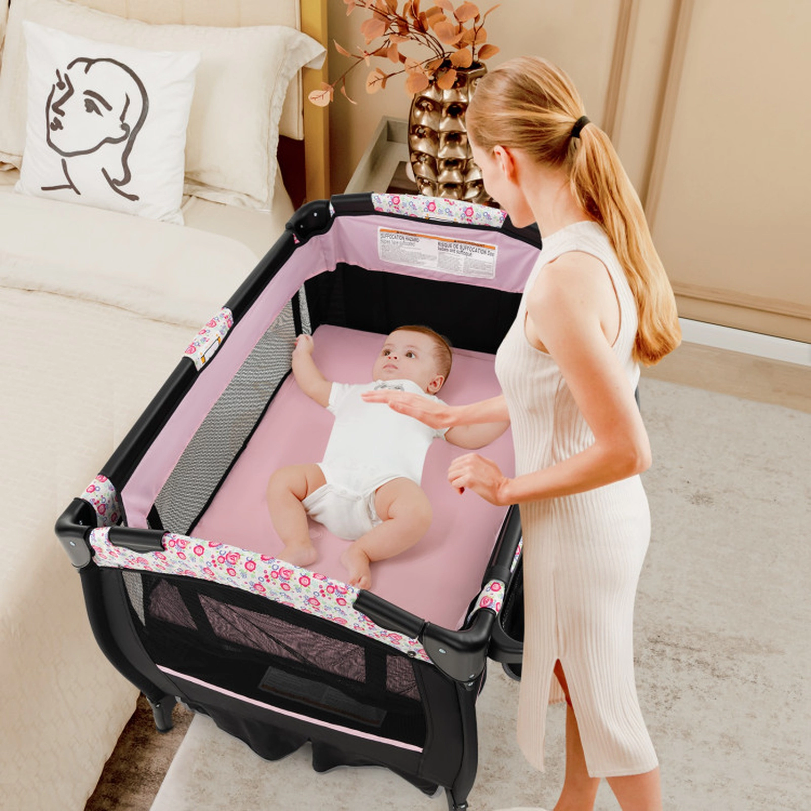 SUGIFT 4 1 Portable Pack and Play Baby Nursery Center with Bassinet