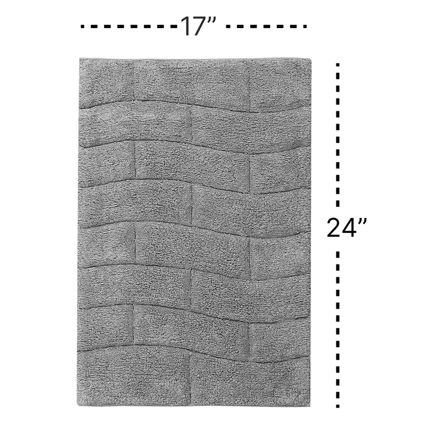 Knightsbridge Stylish And Comfortable All Season Traditional New Tile Design Cotton Bath Rug 17" X 24" Silver