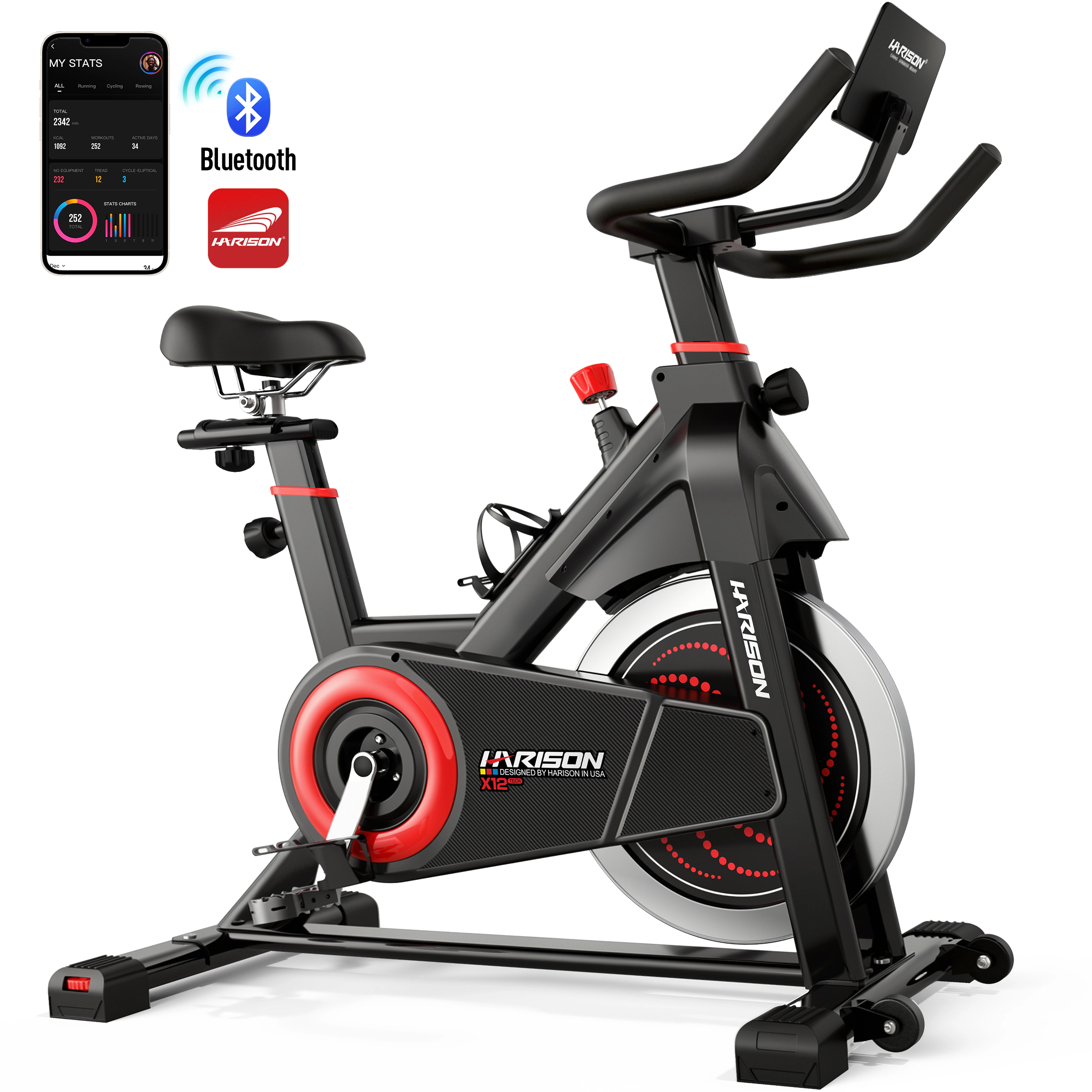 HARISON Magnetic Exercise Bike for Home 380 LB Capacity with Bluetooth