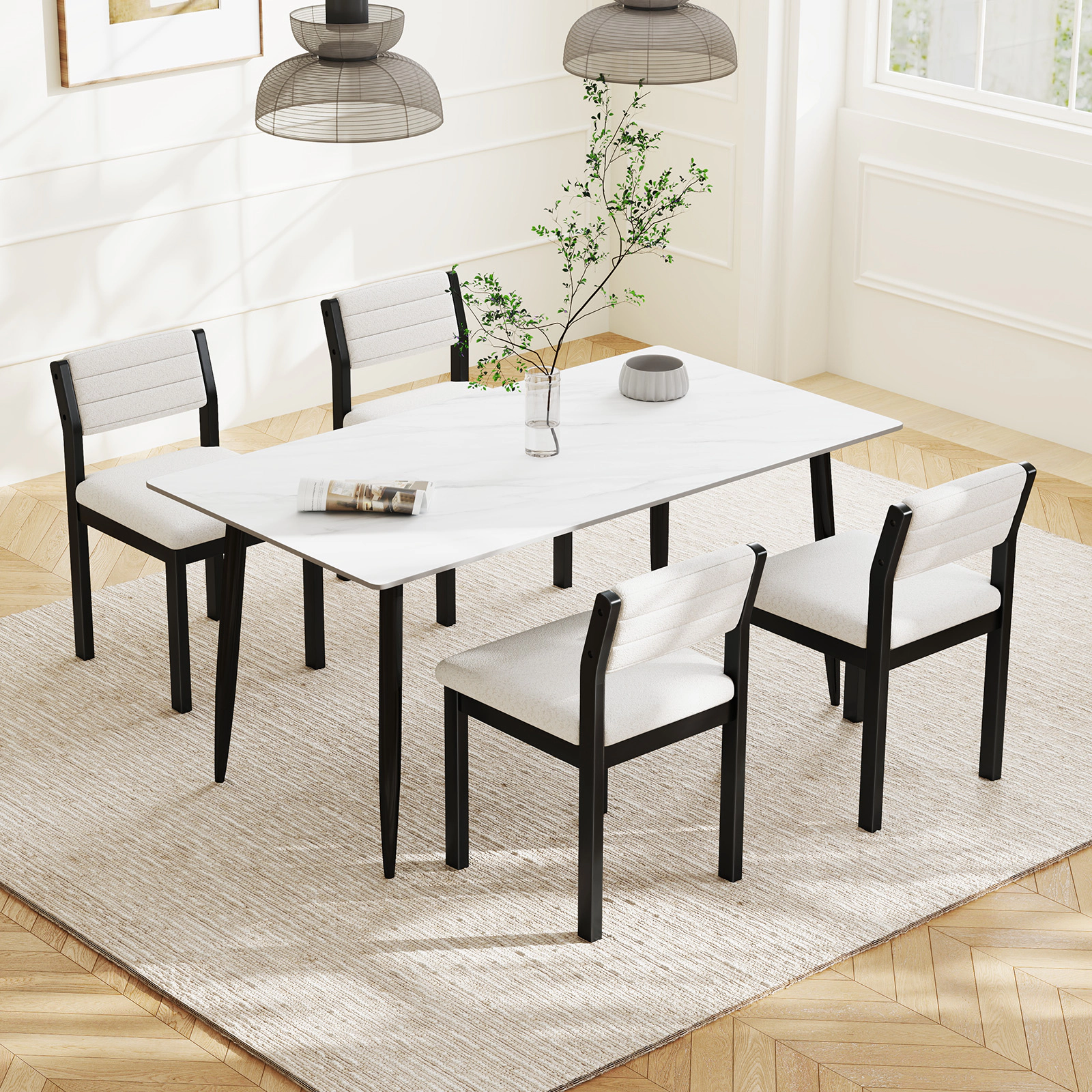SUGIFT Set of 2 White Sherpa Upholstered Armless Dining Chairs with Wood Frame 21-in W 31.5-in H 330-lb Per Chair