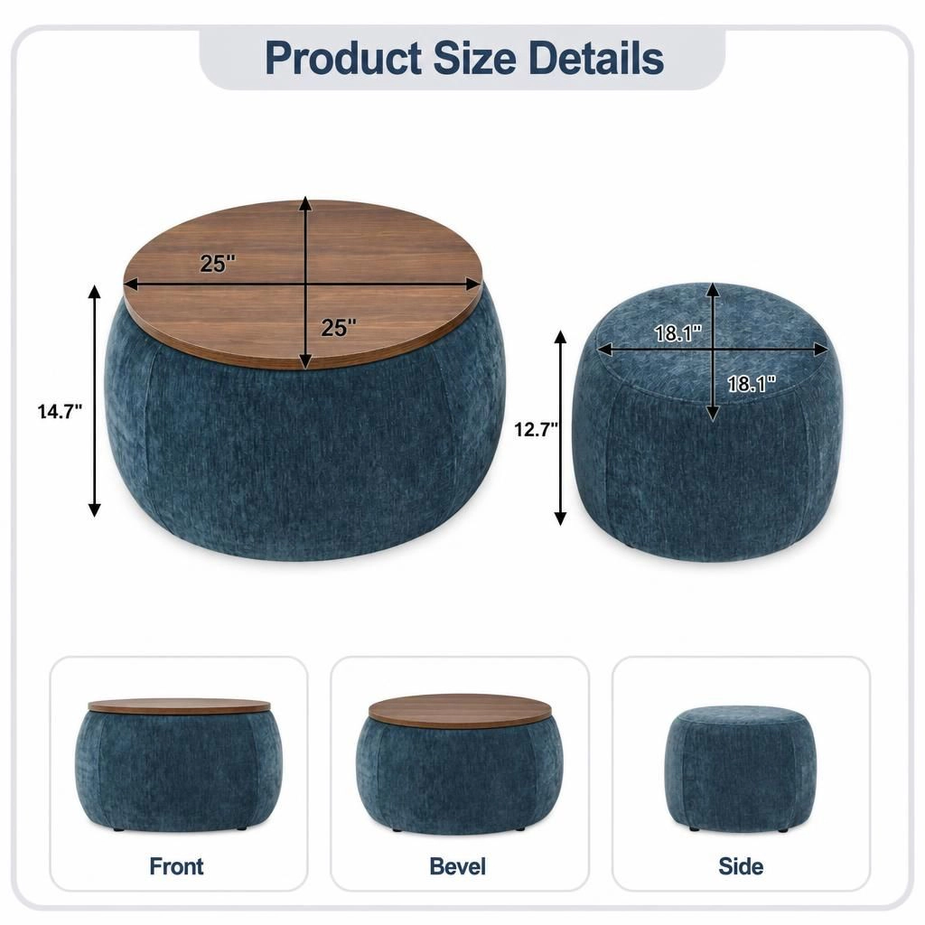 GOODSILO Round Foam Ottoman Foot Stool Versatile Extra Seating