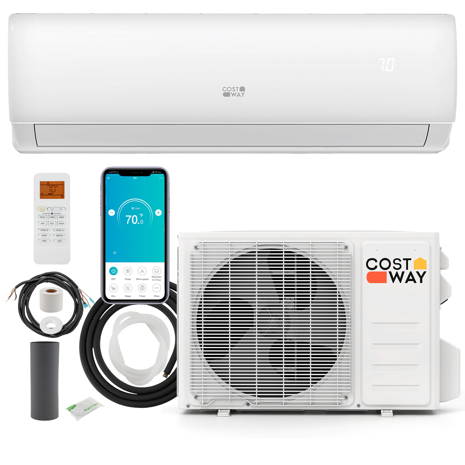 LJG EchoCool Series 11500 BTU 208/230V Mini Split Air Conditioner and Heater Pump System