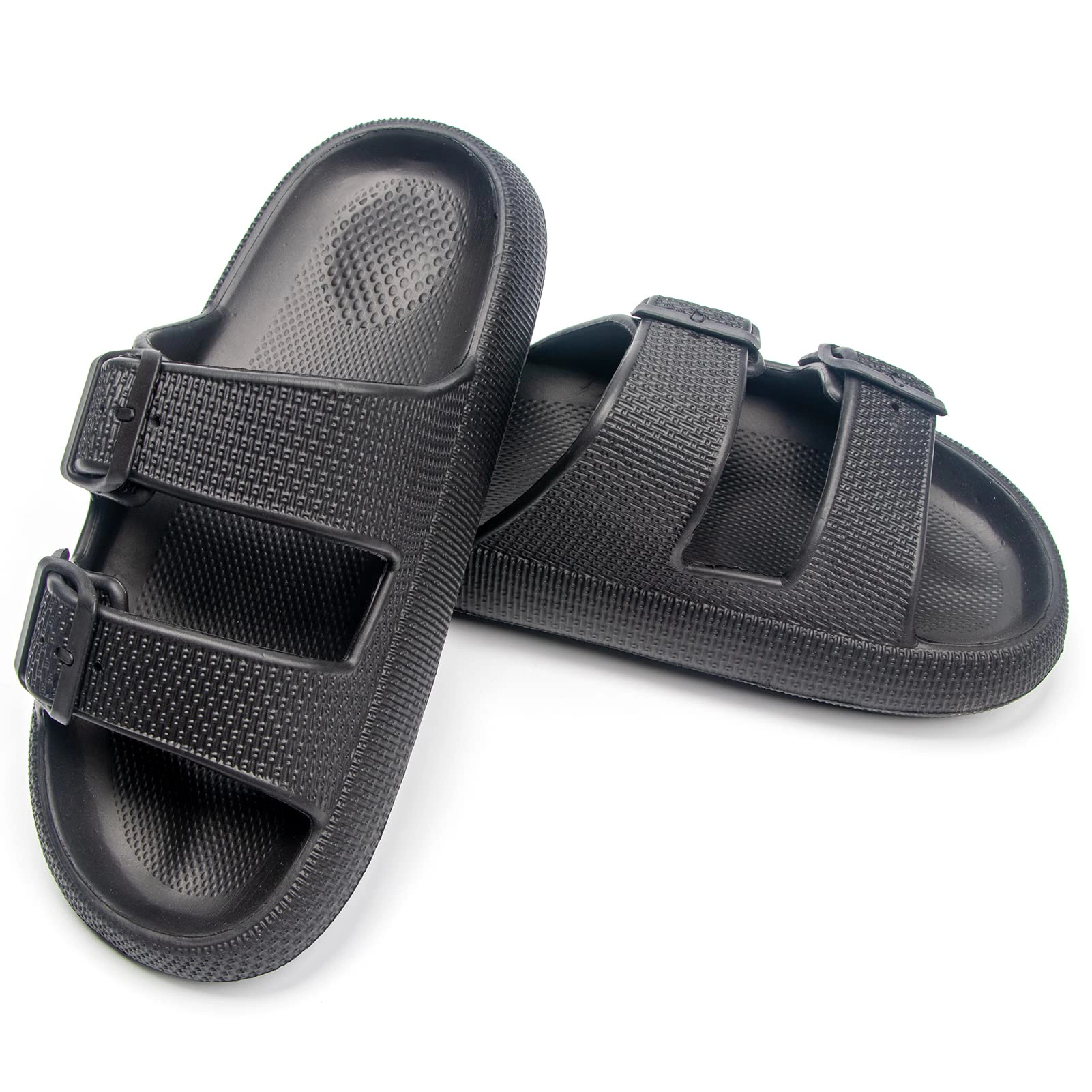 Roxoni Women's Slip-On Slide Sandals with Adjustable Buckle