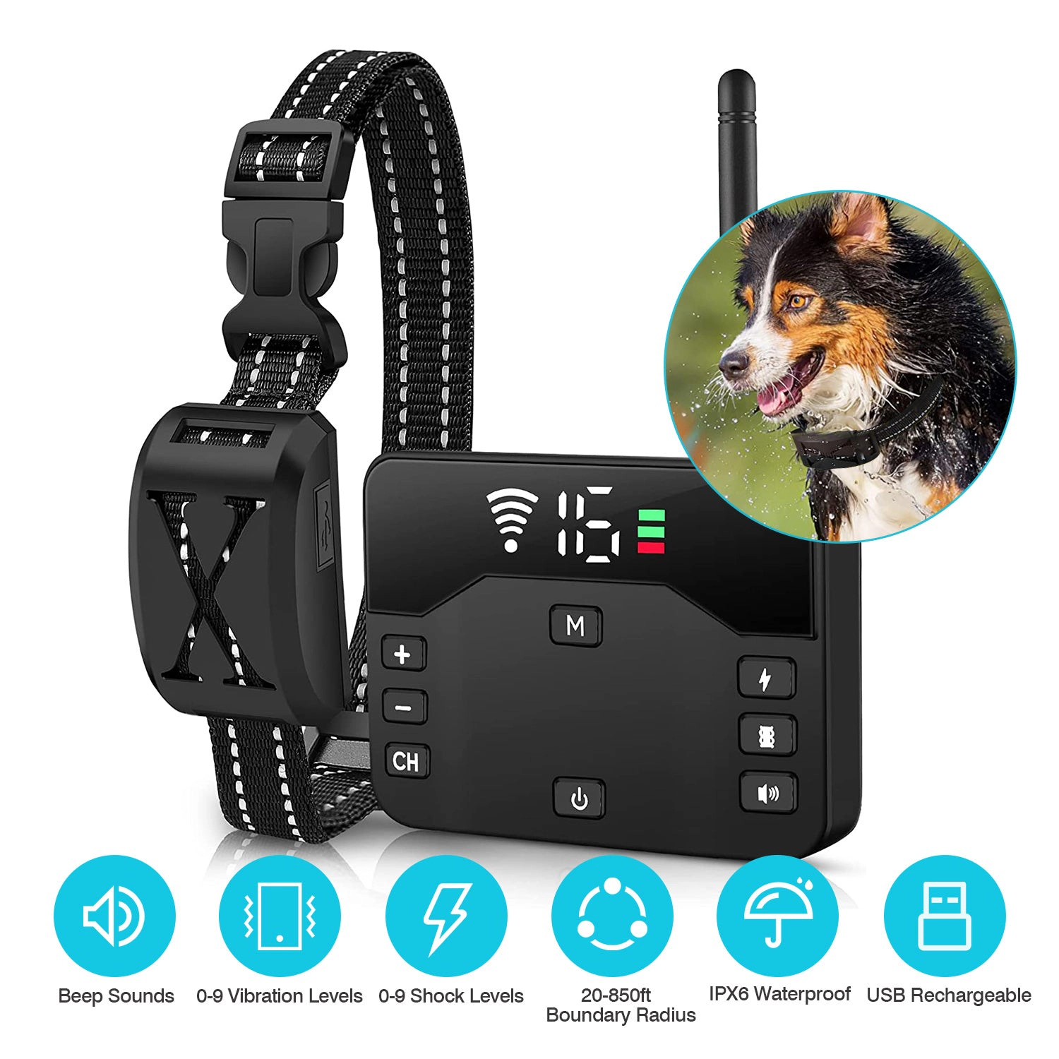 GBruno 2-in-1 Wireless Electric Dog Fence System