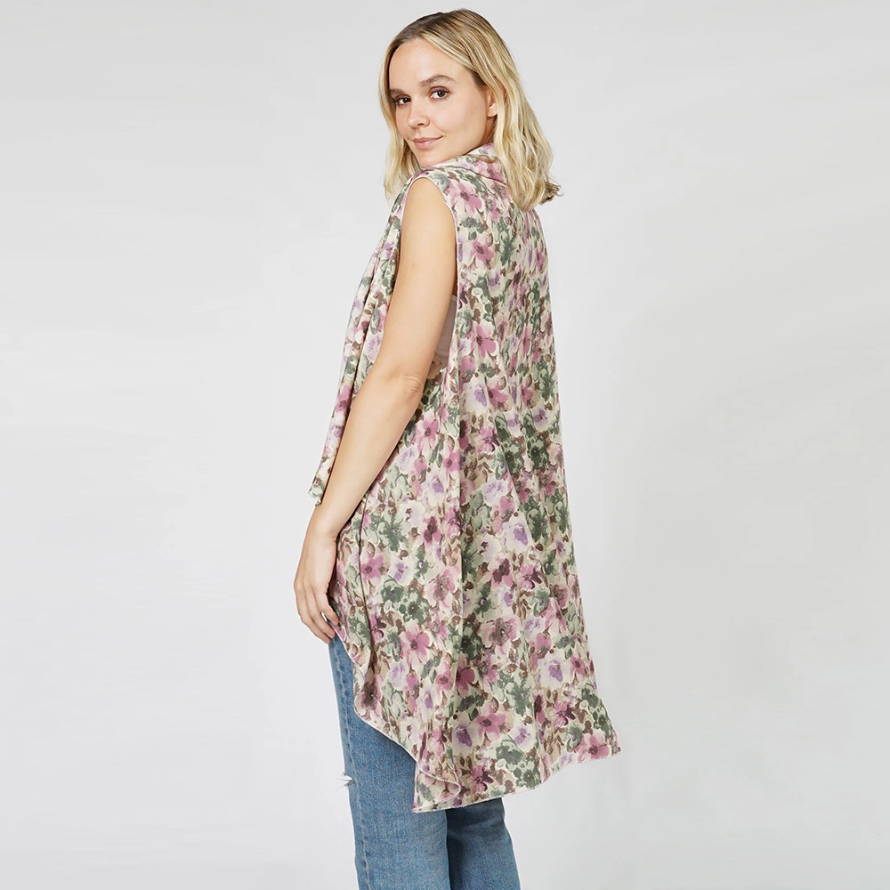 TRUEDAMES Women Flower Printed Round Vest