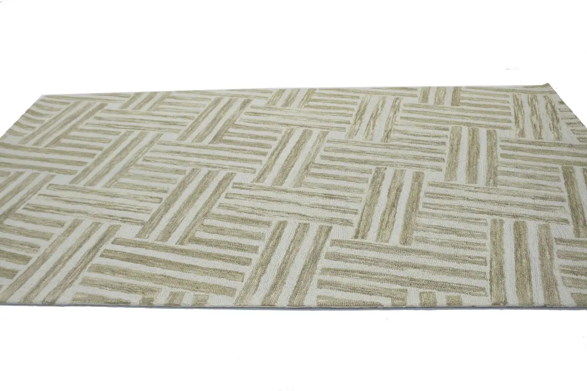 Magic Rugs Brown Geometric 5X8 Hand-Tufted Modern Rug