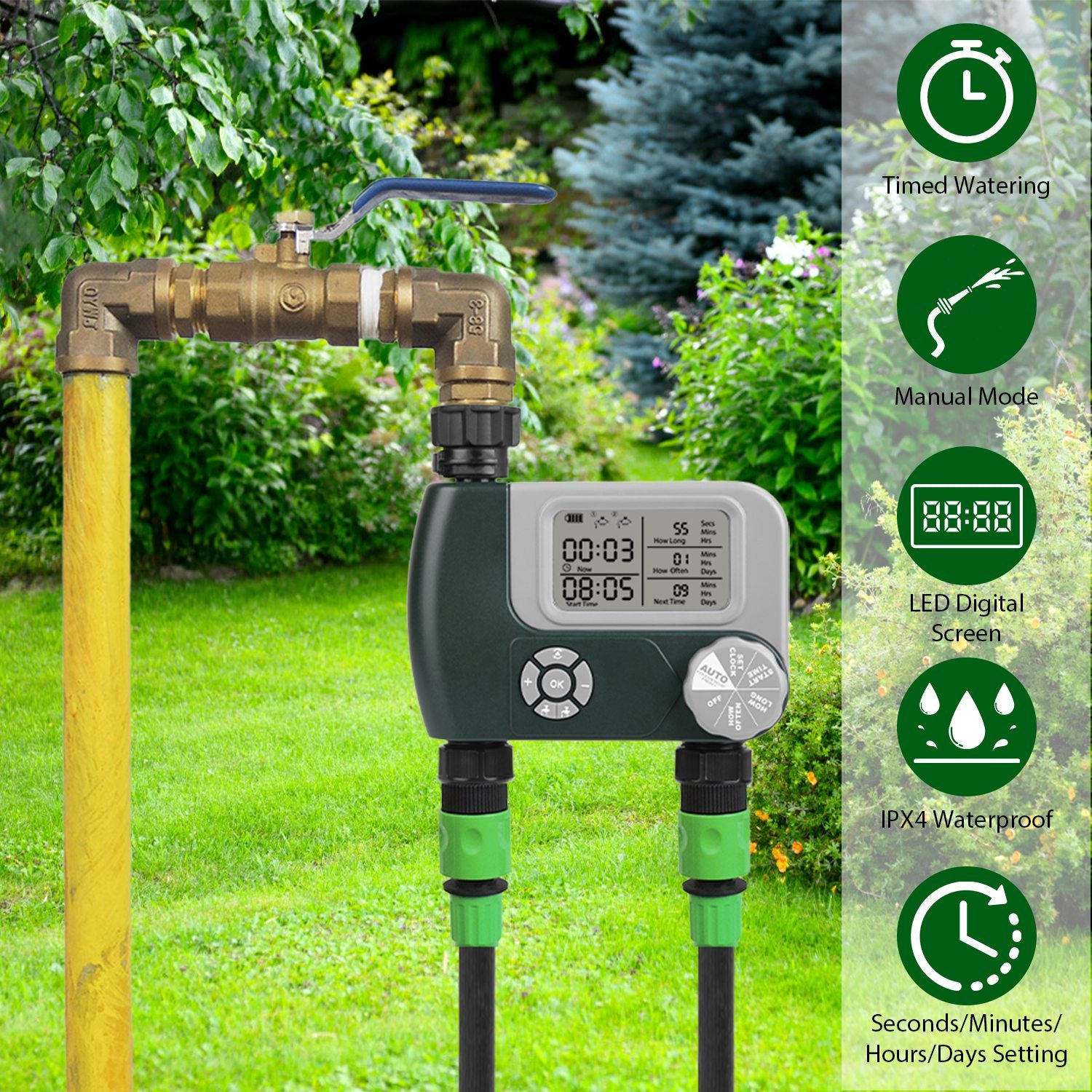 GBruno 2-Zone Digital Sprinkler Timer