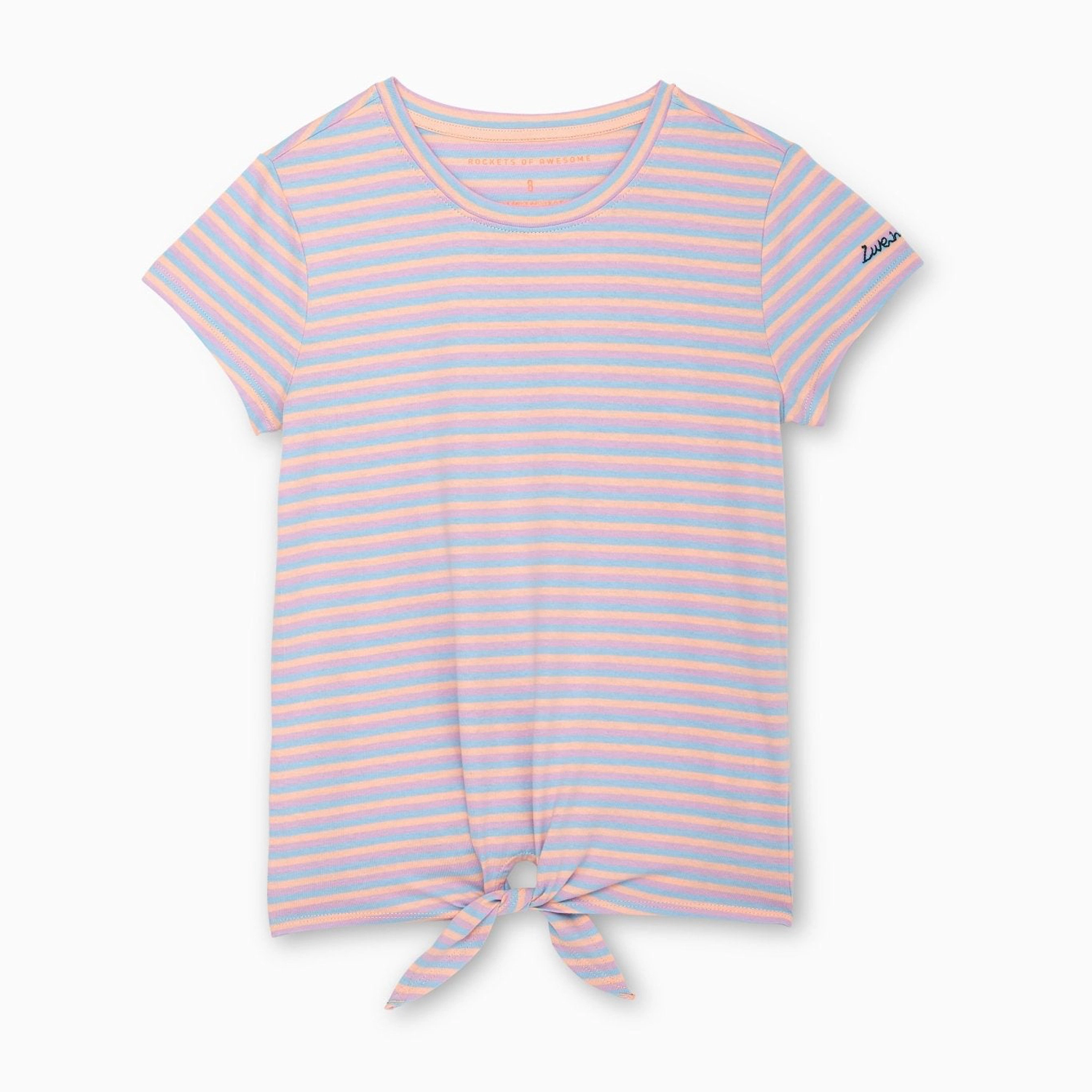 Rockets of Awesome Stripe Front Tie Tee for Girls