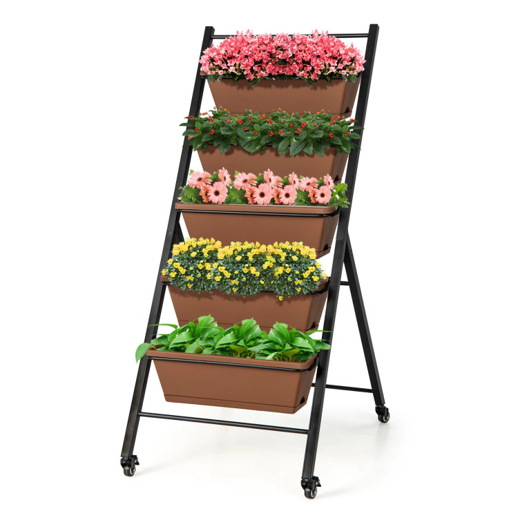 Hivvago 5-Tier Vertical Raised Garden Bed with Wheels and Container Boxes