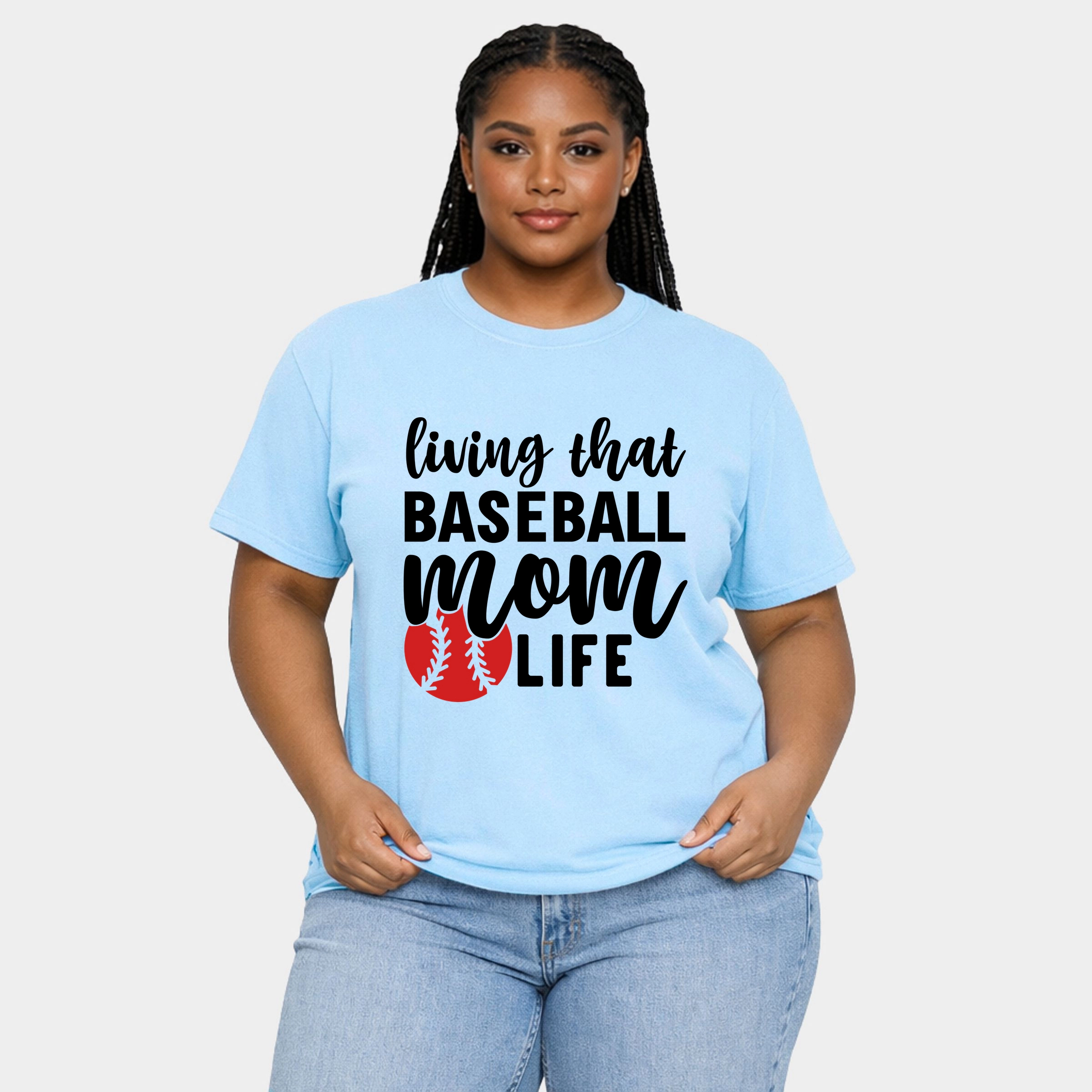 Simply Sage Market - Living That Baseball Mom Life With Ball Women's Plus Sized Garment Dyed Graphic T-Shirt