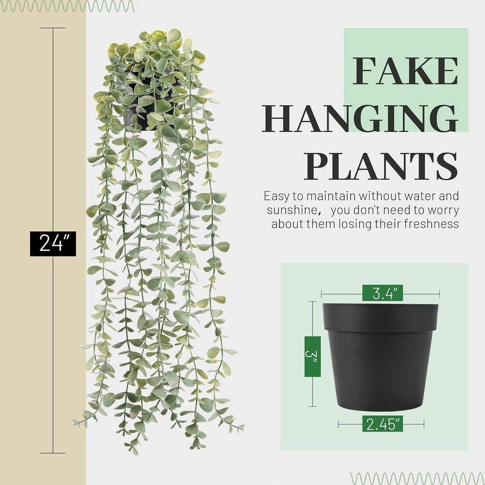 Novsight Trading Unisex Artificial Hanging Eucalyptus Plant in Pot