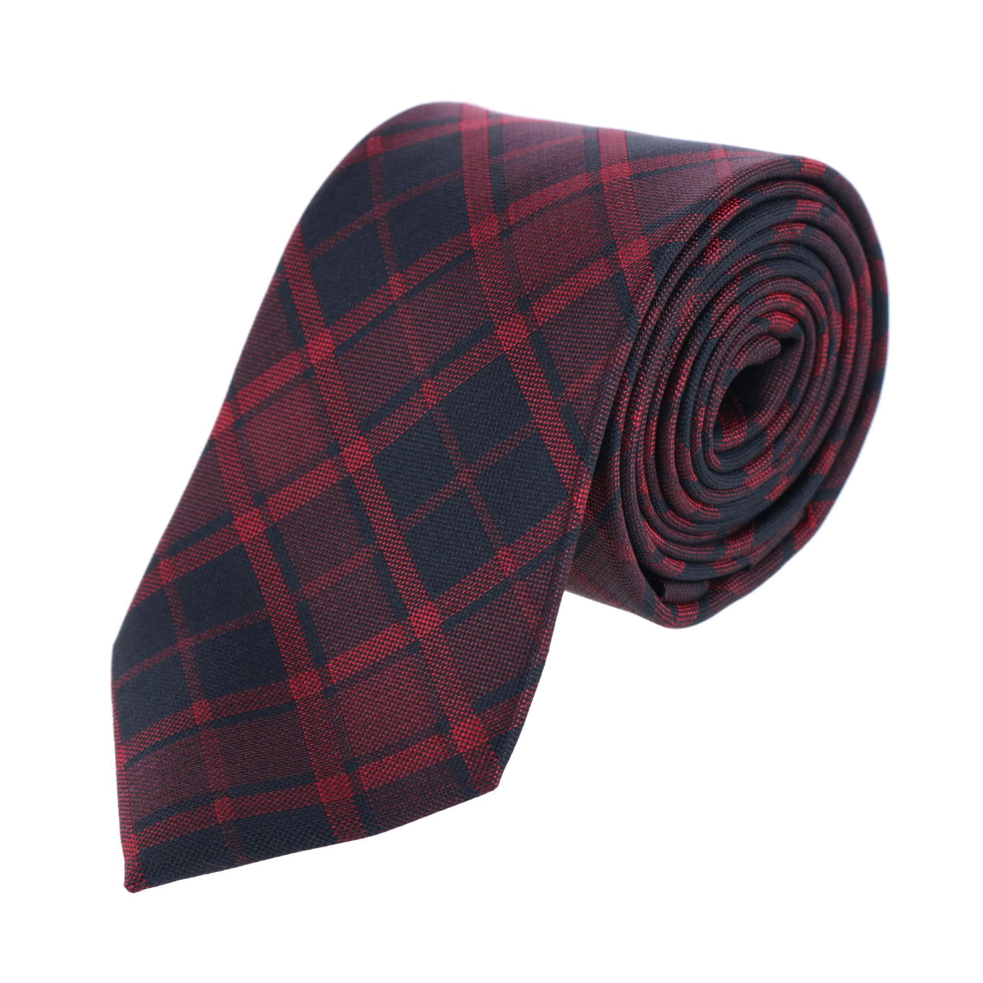 Trafalgar Kincade Red Blackwatch Plaid Silk Necktie