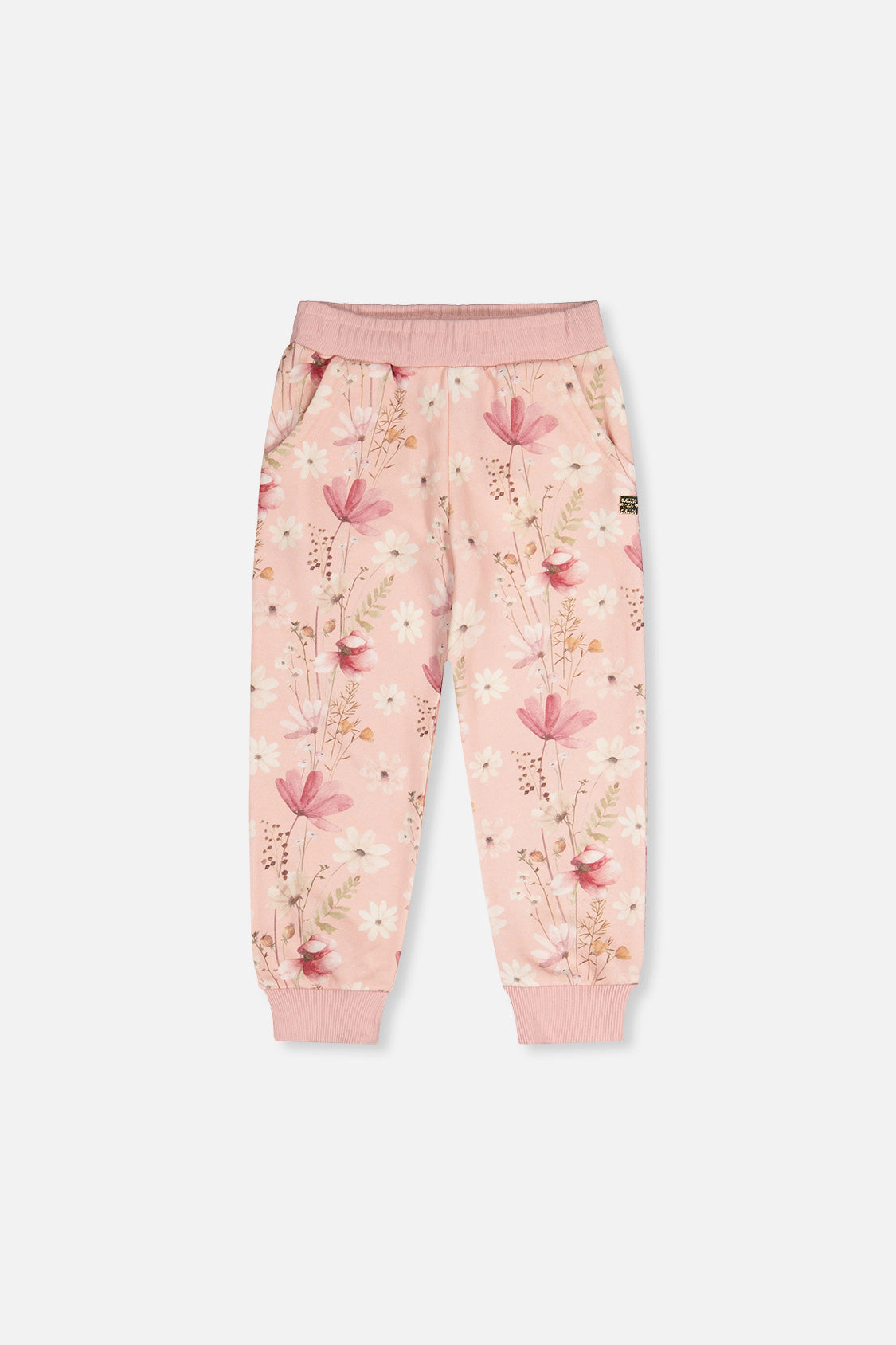 Deux par Deux Girls French Terry Sweatpants with Printed Flowers