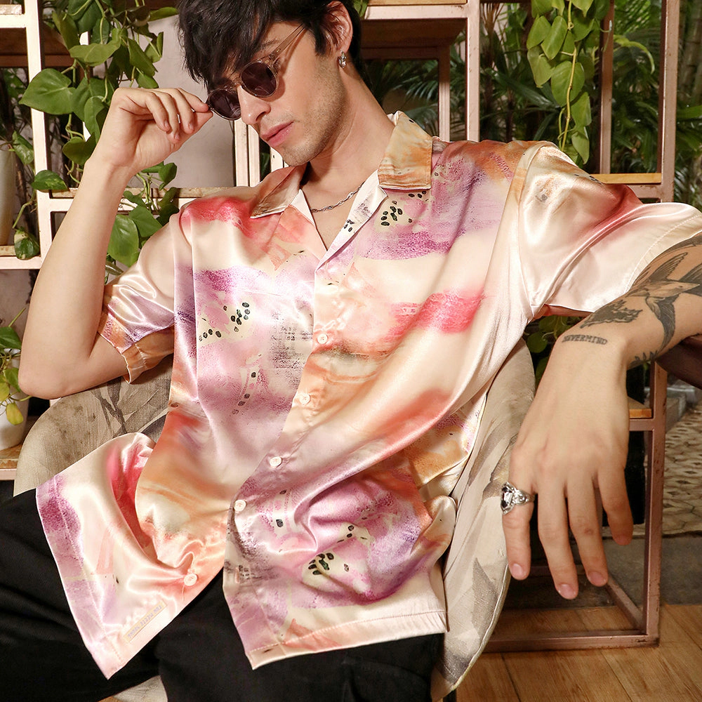 Abstract Sheen Oversized Shirt