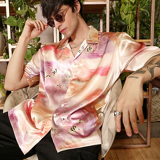 Abstract Sheen Oversized Shirt