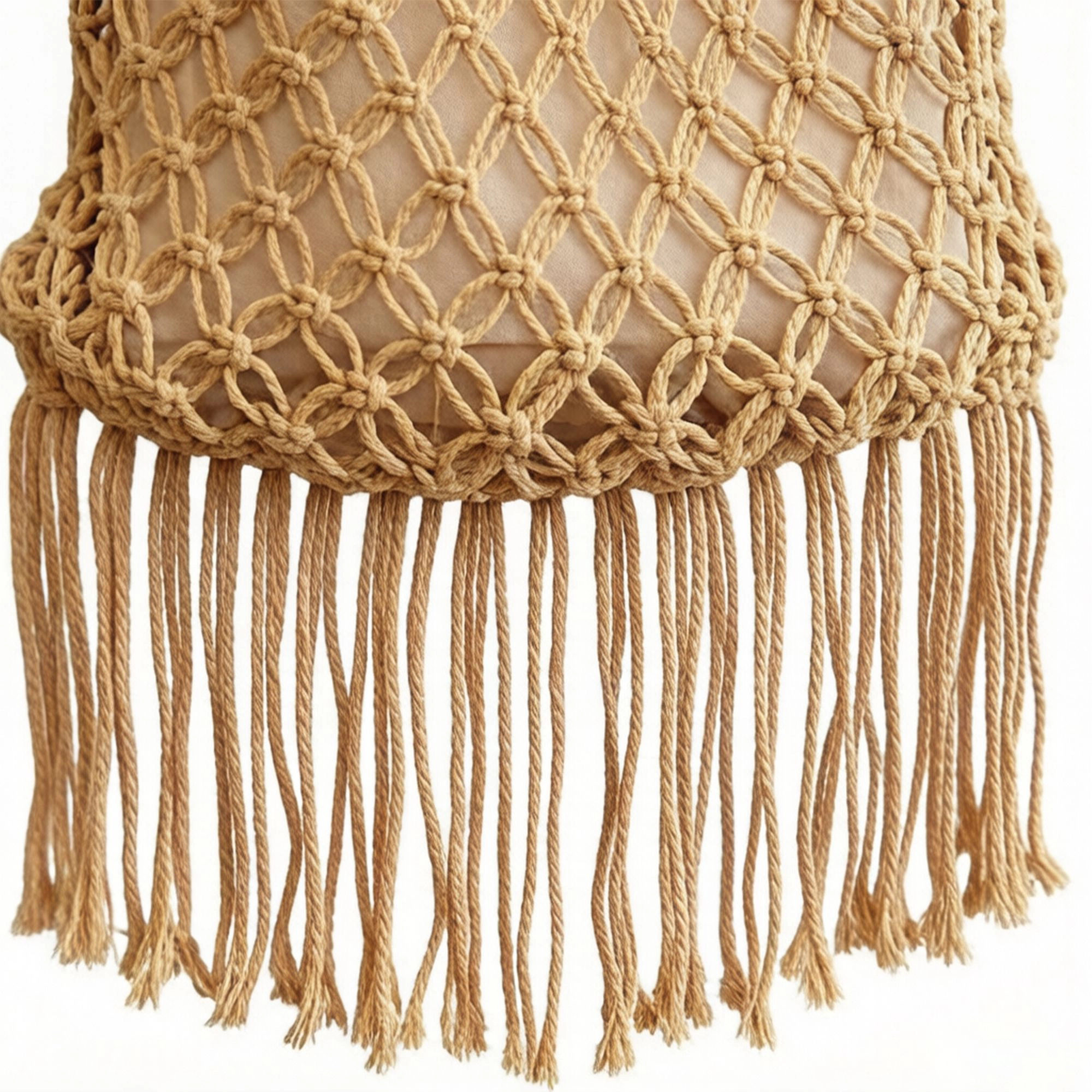 Alilang Women's Crochet Fringe Shoulder Bag Open Knit Boho Tassel Handbag Lightweight Woven Crossbody Tote