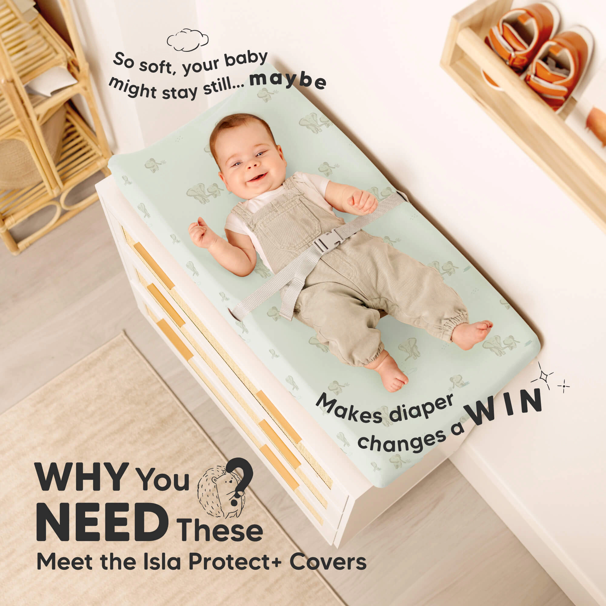 KeaBabies 2-Pack Isla [Protect+] Waterproof Changing Pad Covers