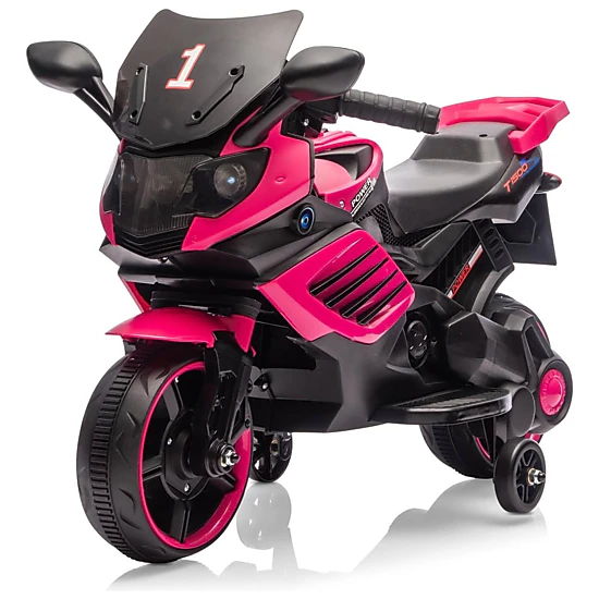 Enjyam 6V Kids Ride On Motorcycle w/Training Wheels, Electric Bike Toy w/Headlight, Horn & Music, Gift for Ages 3-6