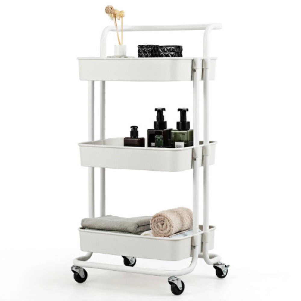 Hivvago 3-Tier Utility Cart Storage Rolling Cart with Casters
