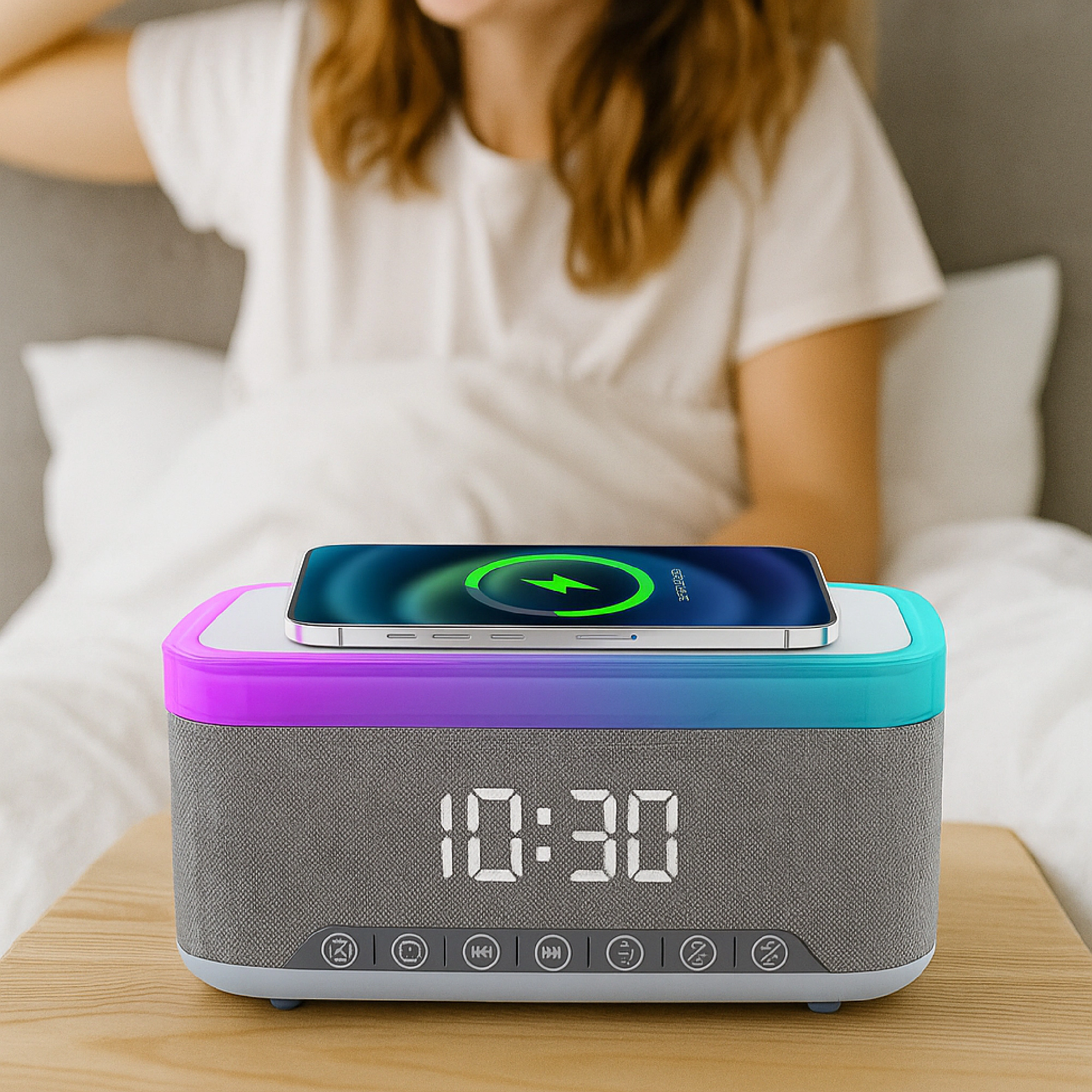 Pursonic Unisex Smart Home Essentials Bundle: All-in-One Alarm Clock & 3-in-1 LED Desk Lamp with Wireless Charging
