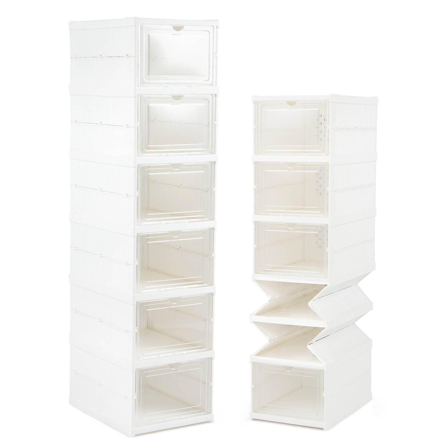 LJG 6-Tier Shoe Organizer Set of 2 with Clear Doors and Portable Design for 12 Pairs