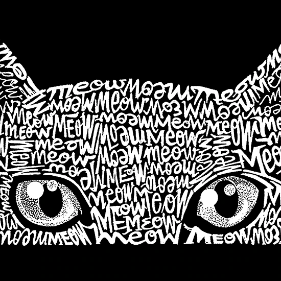 LA Pop Art Men's Cotton-Poly Word Art T-Shirt - Peeking Cat