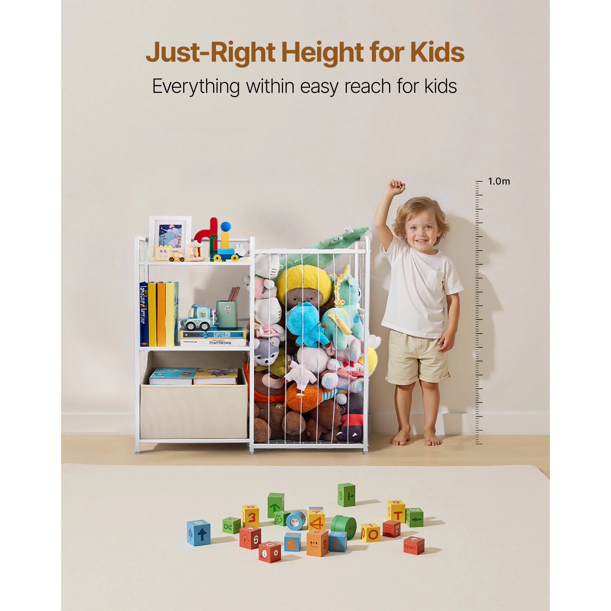 HONGGE Kids Bookshelf and Toy Storage Organizer for Kids Room