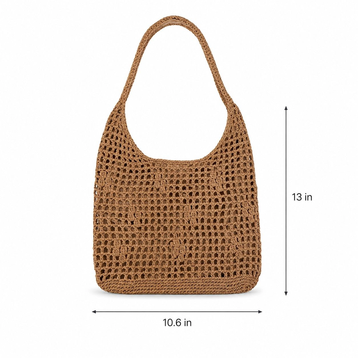Alilang Women's Open Weave Shoulder Bag with Magnetic Closure and Slouchy Woven Carryall Design, Beige