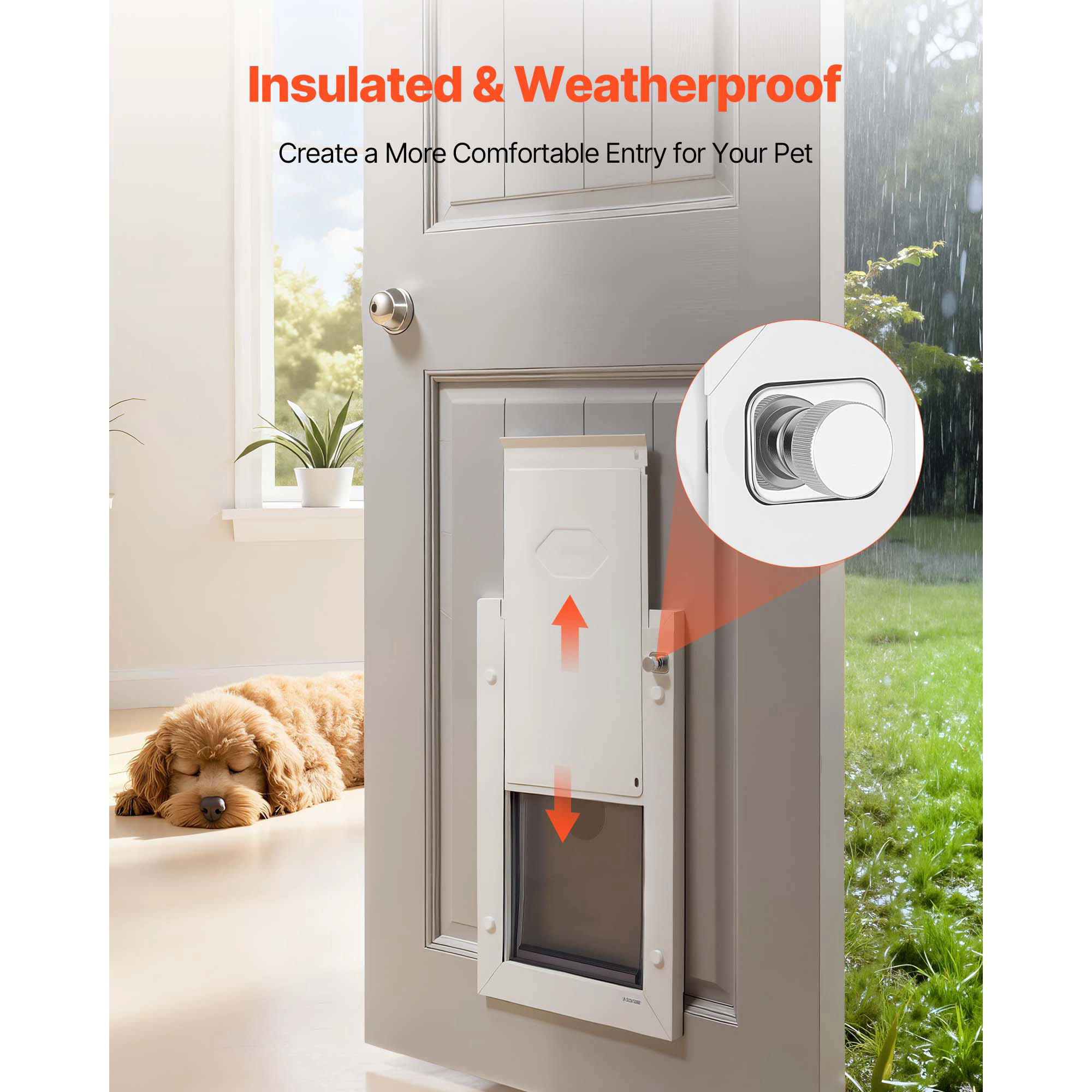 HONGGE Pet Door with Double Magnetic Flaps and Metal Frame Strong and Weatherproof Dog Door for Interior and Exterior