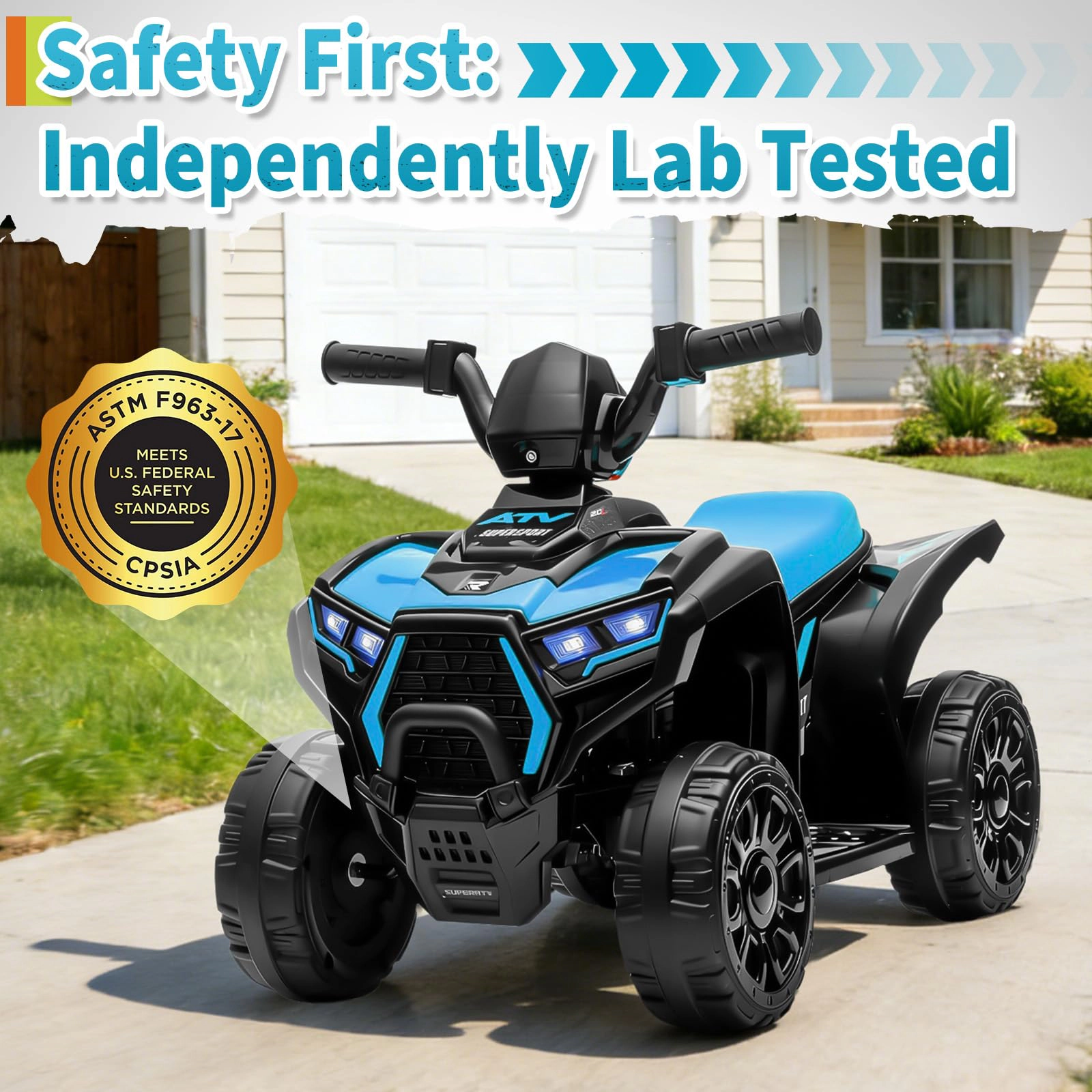 6V Kids Ride On ATV Quad with LED Lights & Music, 4-Wheeler Electric Toy for Toddlers Ages 3-6