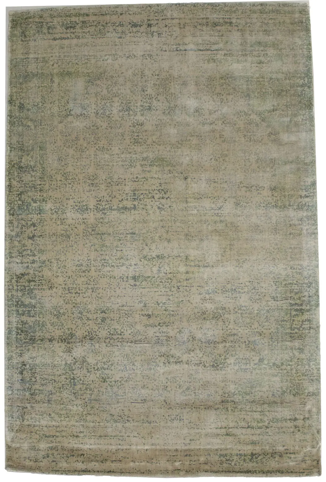 Magic Rugs Distressed Green Floral 4X6 Hand-Loomed Modern Rug