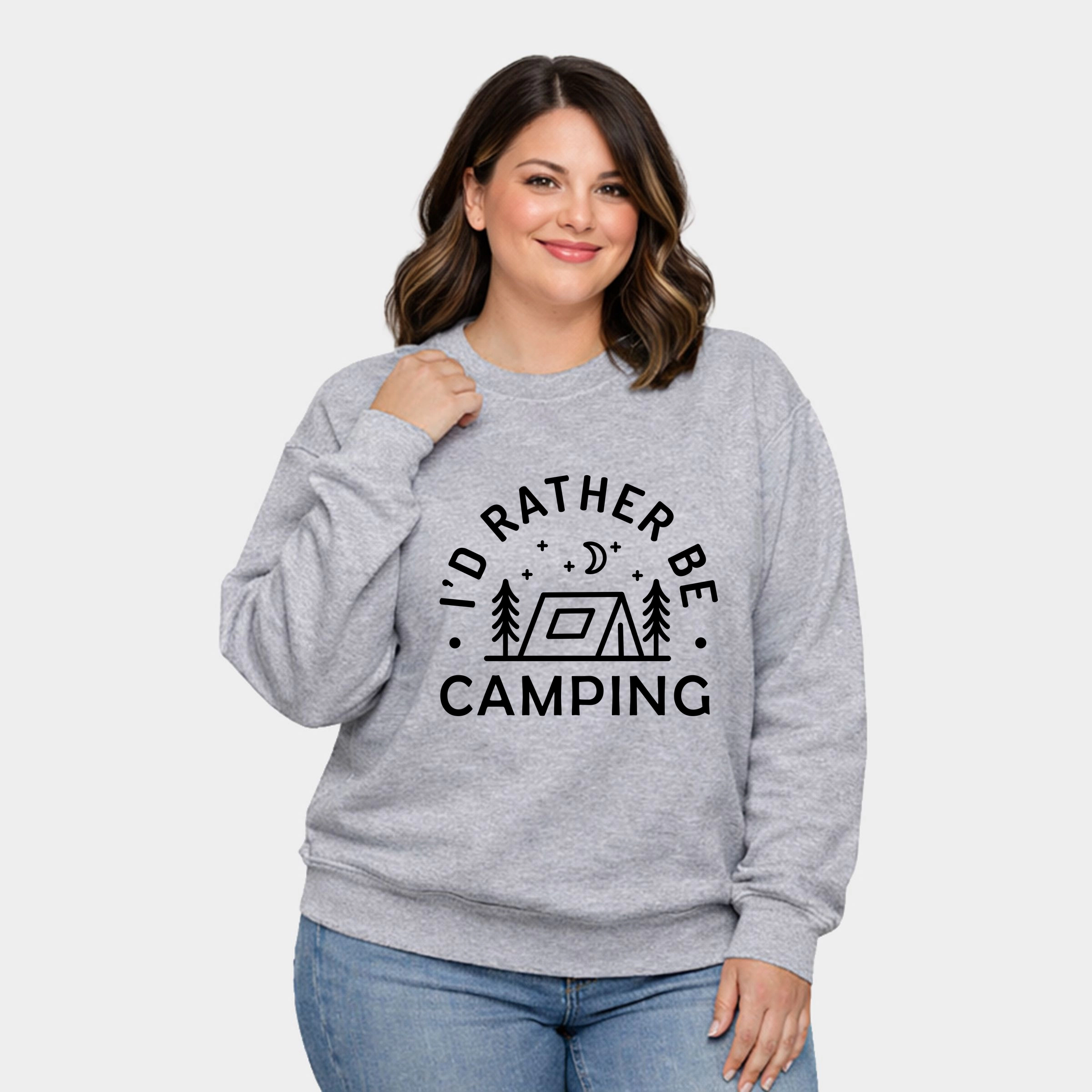 Simply Sage Market - I'd Rather Be Camping Tent  Women's Plus Sized Graphic Sweatshirt