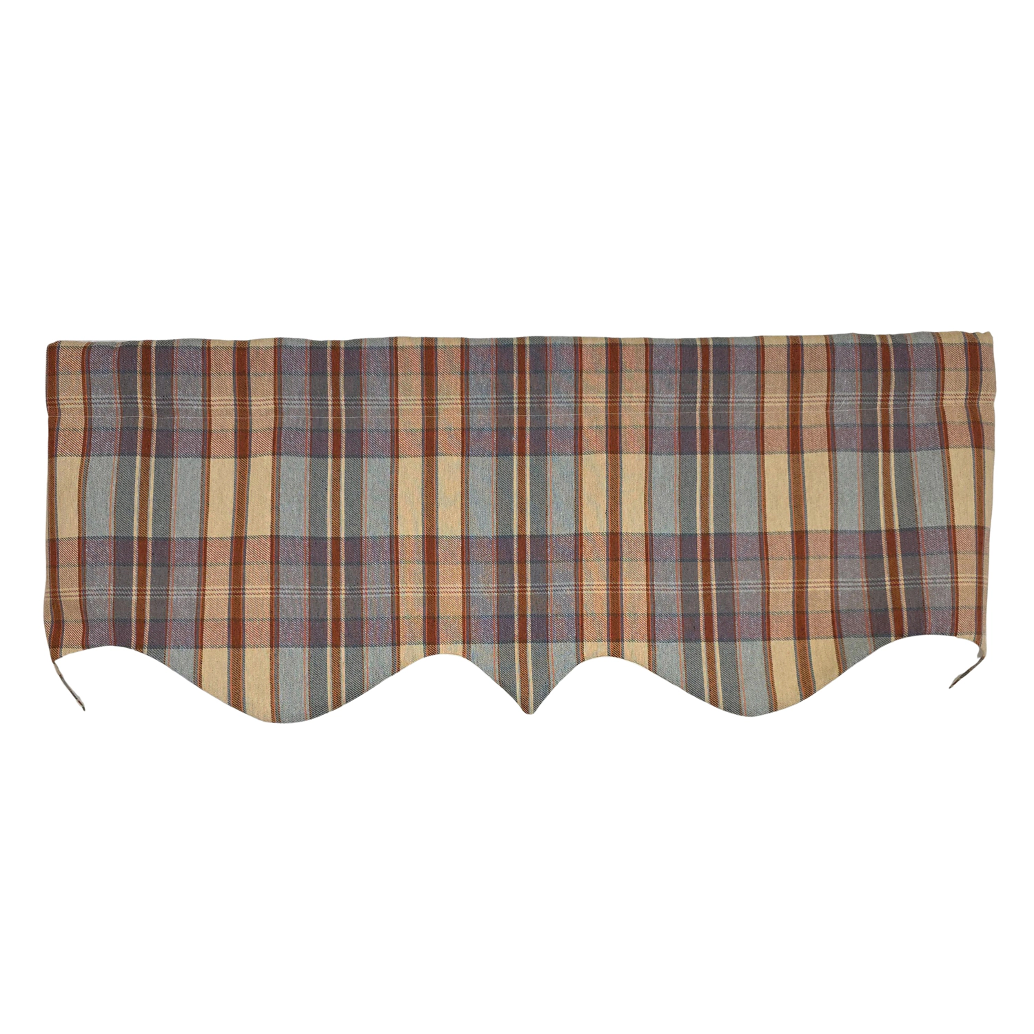 RLF Home Tartan Plaid Regal Window Valance 100% Cotton Lined Rod Pocket 50" x 17" Multi