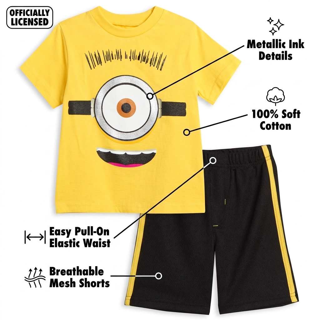 Despicable Me Minions Boys' Athletic 2-Piece T-Shirt and Shorts Set