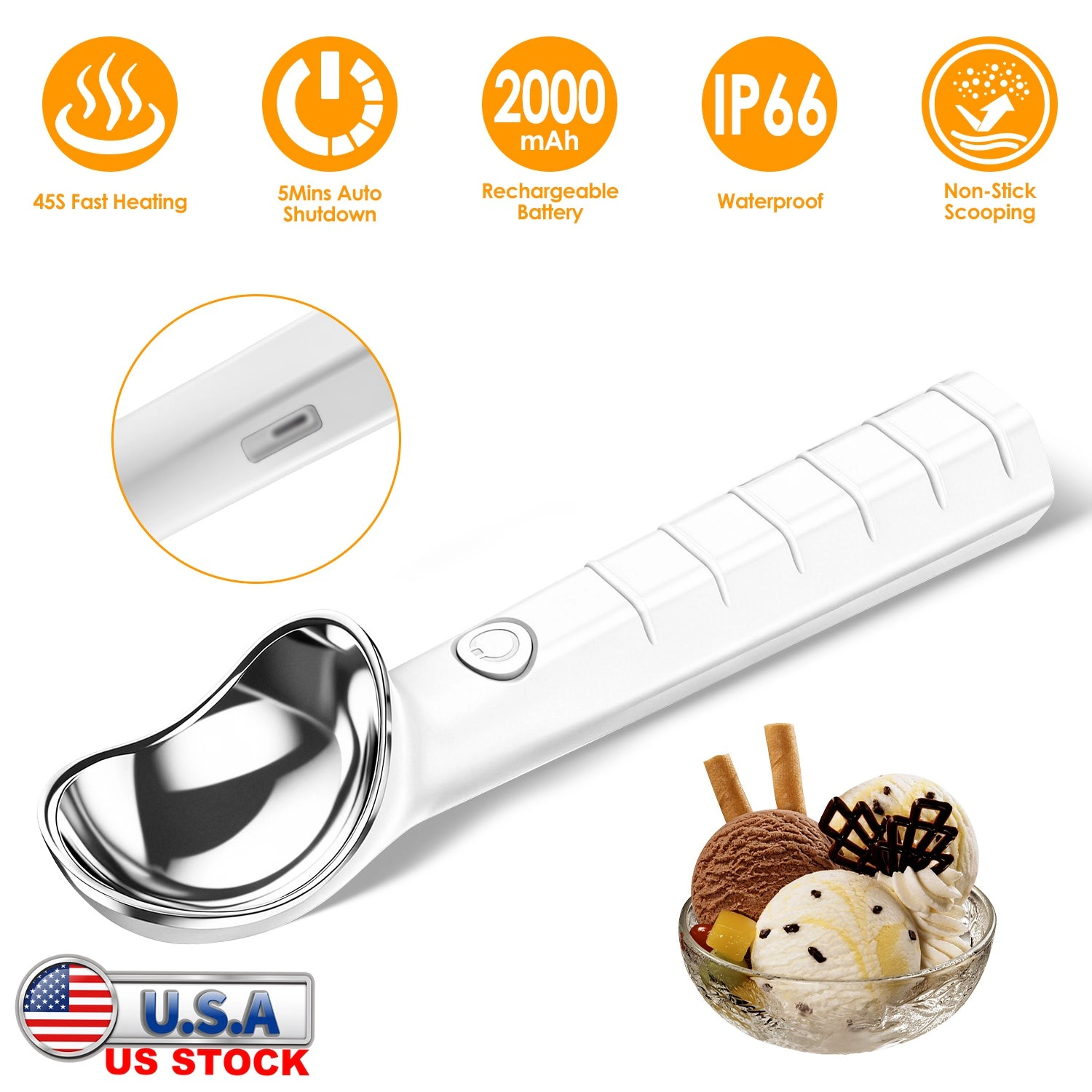 GBruno Rechargeable Heated Ice Cream Scoop