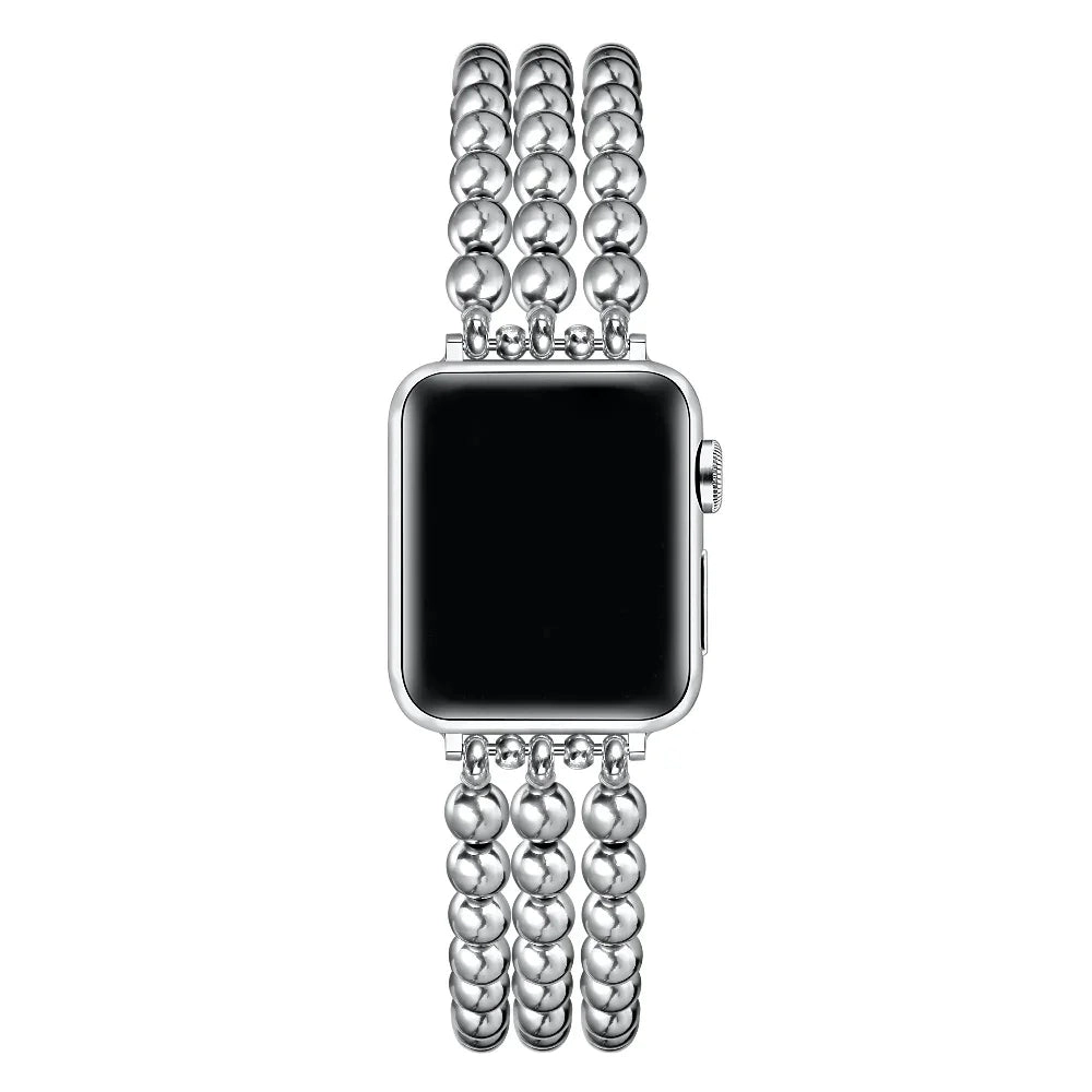 Posh Tech Womens Nova Stainless Steel Beaded Band for Apple Watch